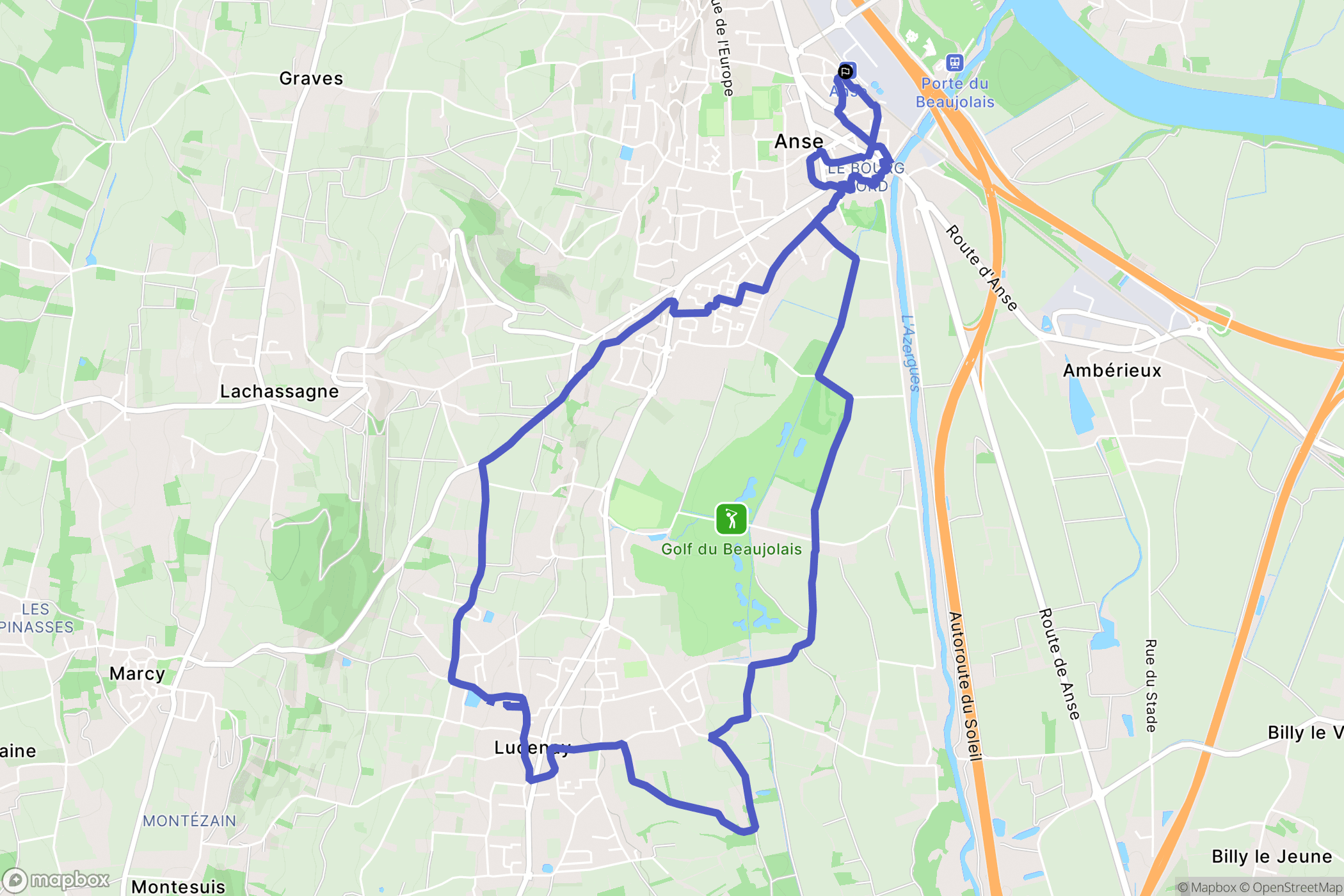 Anse : carte du parcours de randonnée - France