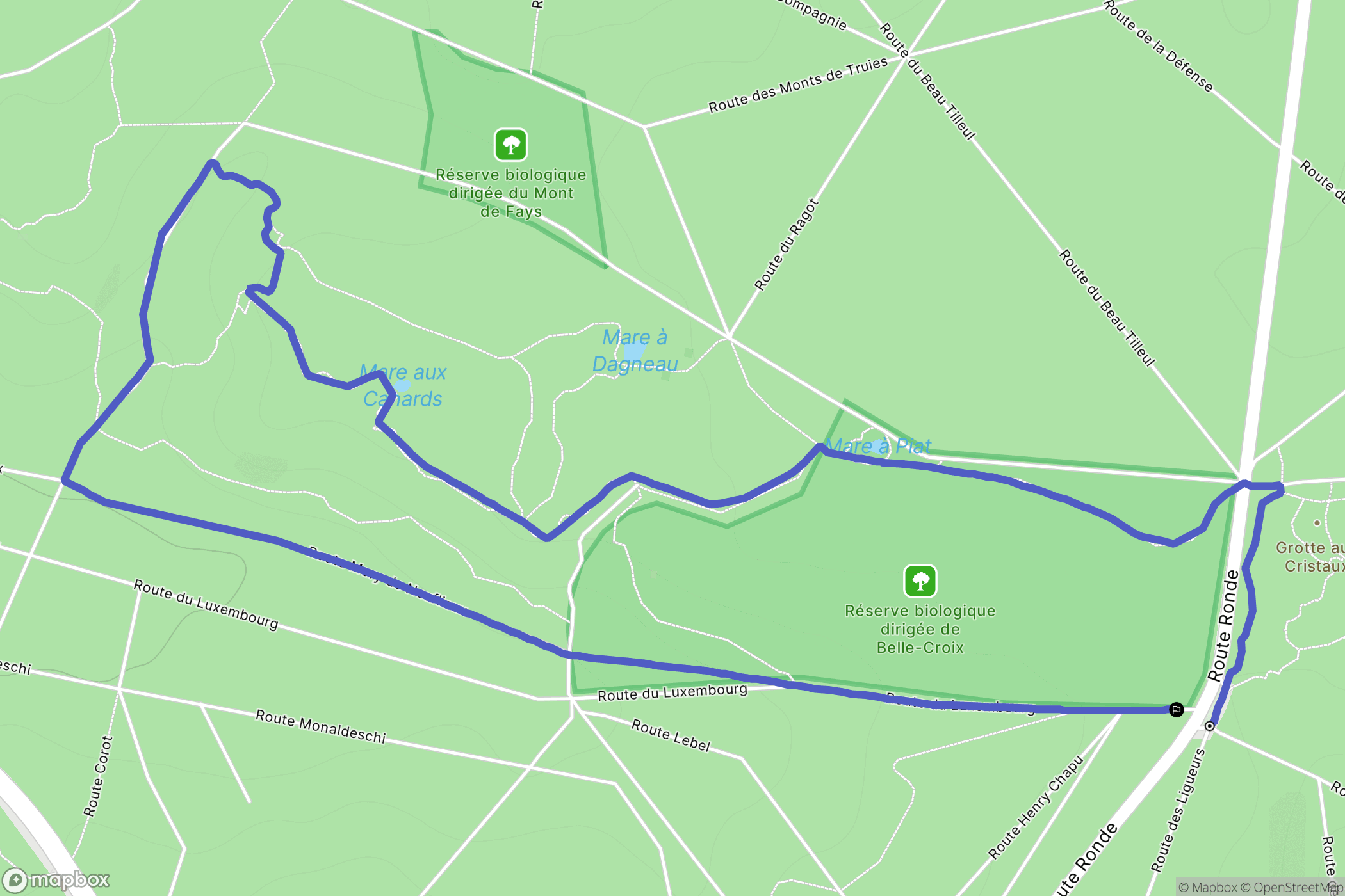 Fontainebleau : carte du parcours de randonnée - France