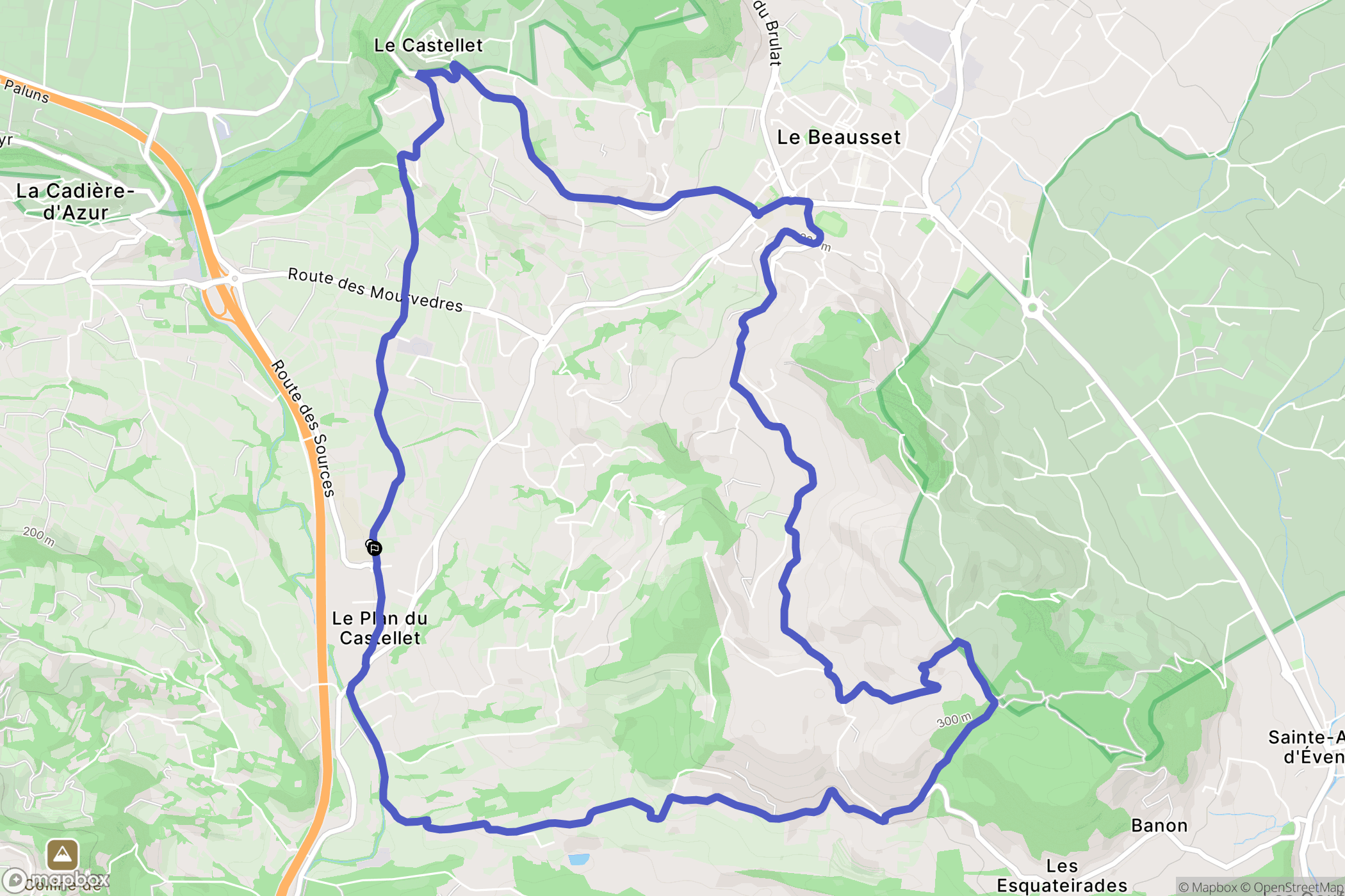 Le Castellet : carte du parcours de randonnée - France