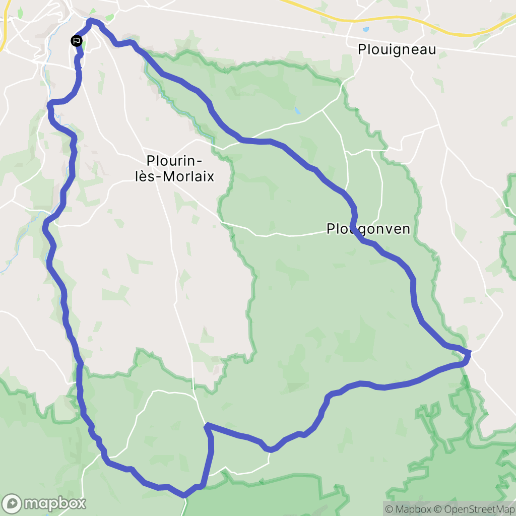 Morlaix : carte du parcours de randonnée - France