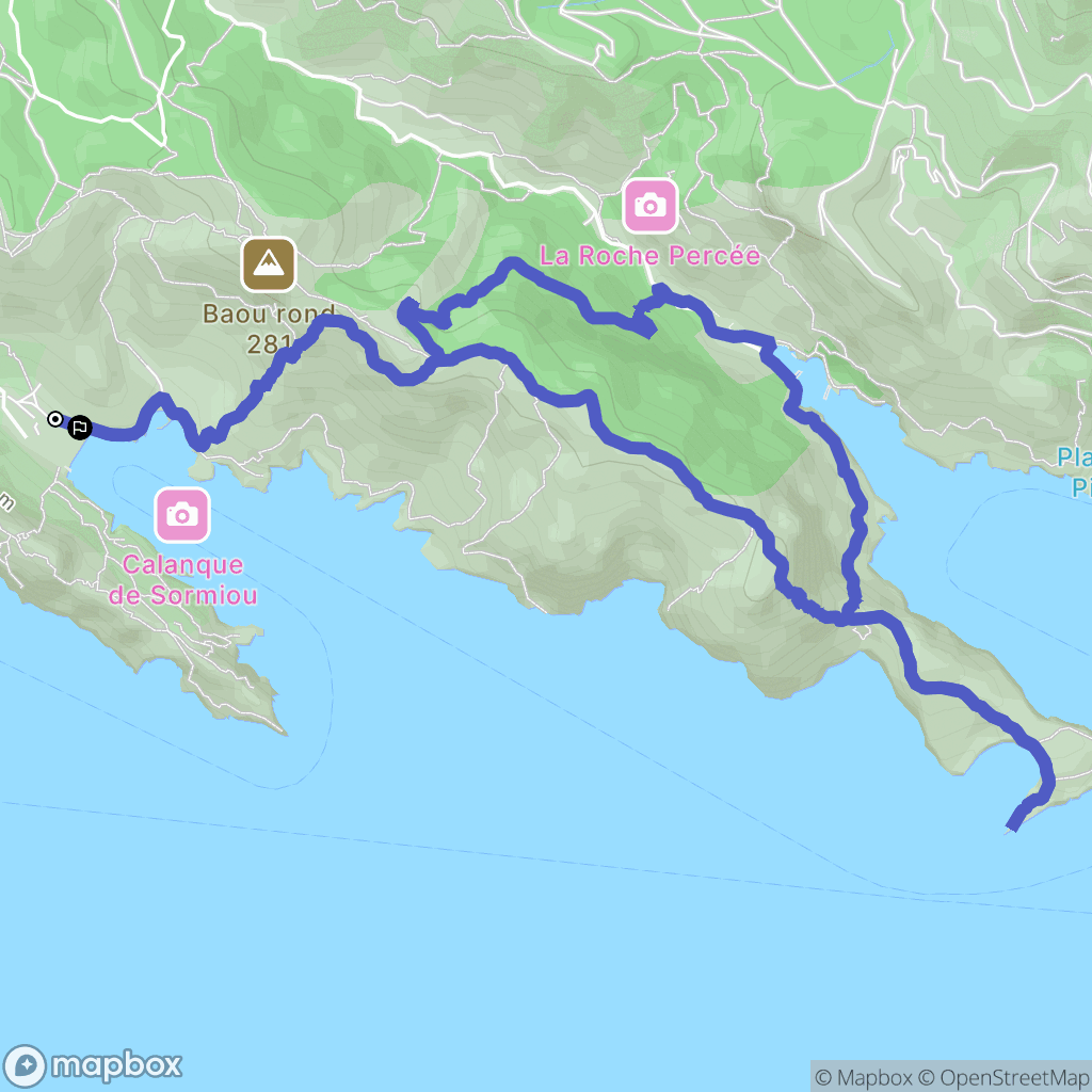 Marseille : carte du parcours de randonnée - France