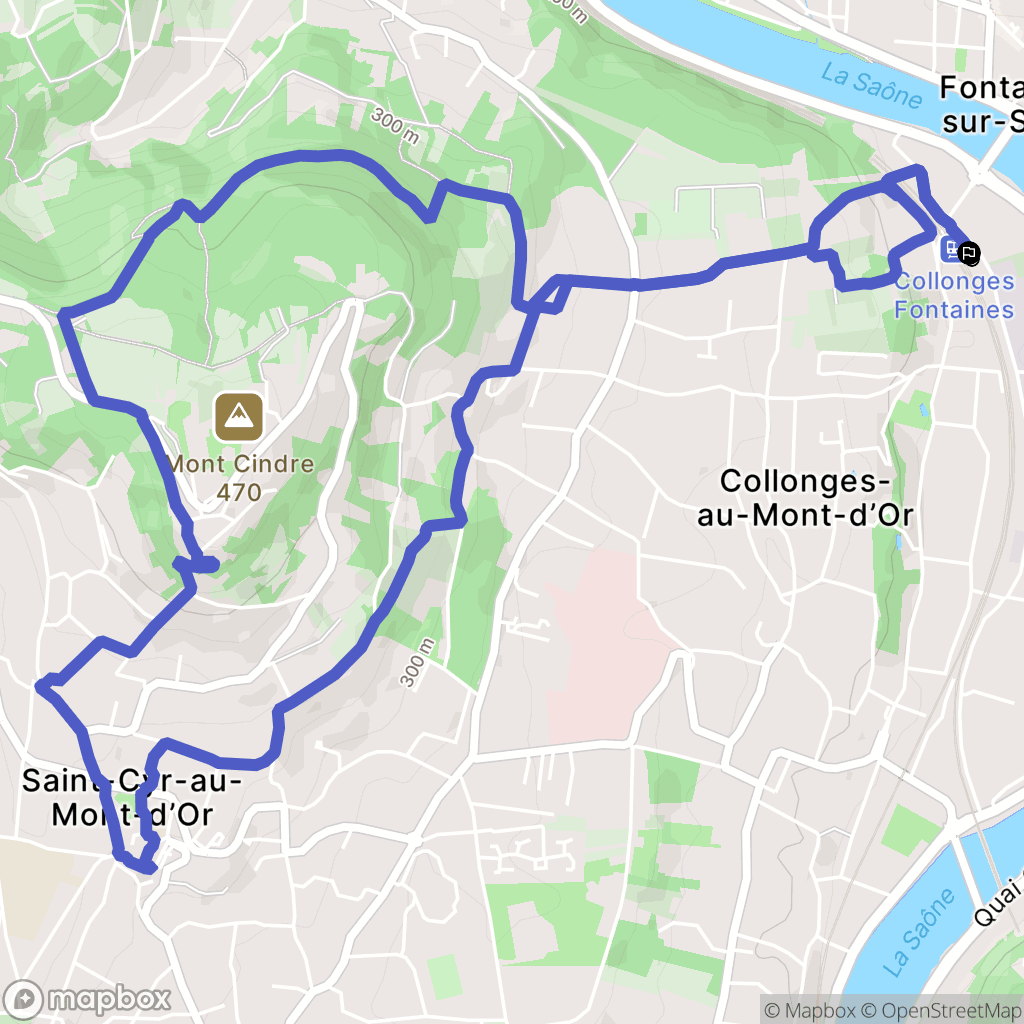 Collonges-au-Mont-d'Or : carte du parcours de randonnée - France