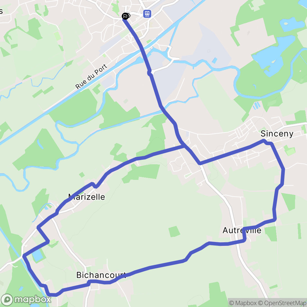 Chauny : carte du parcours de randonnée - France