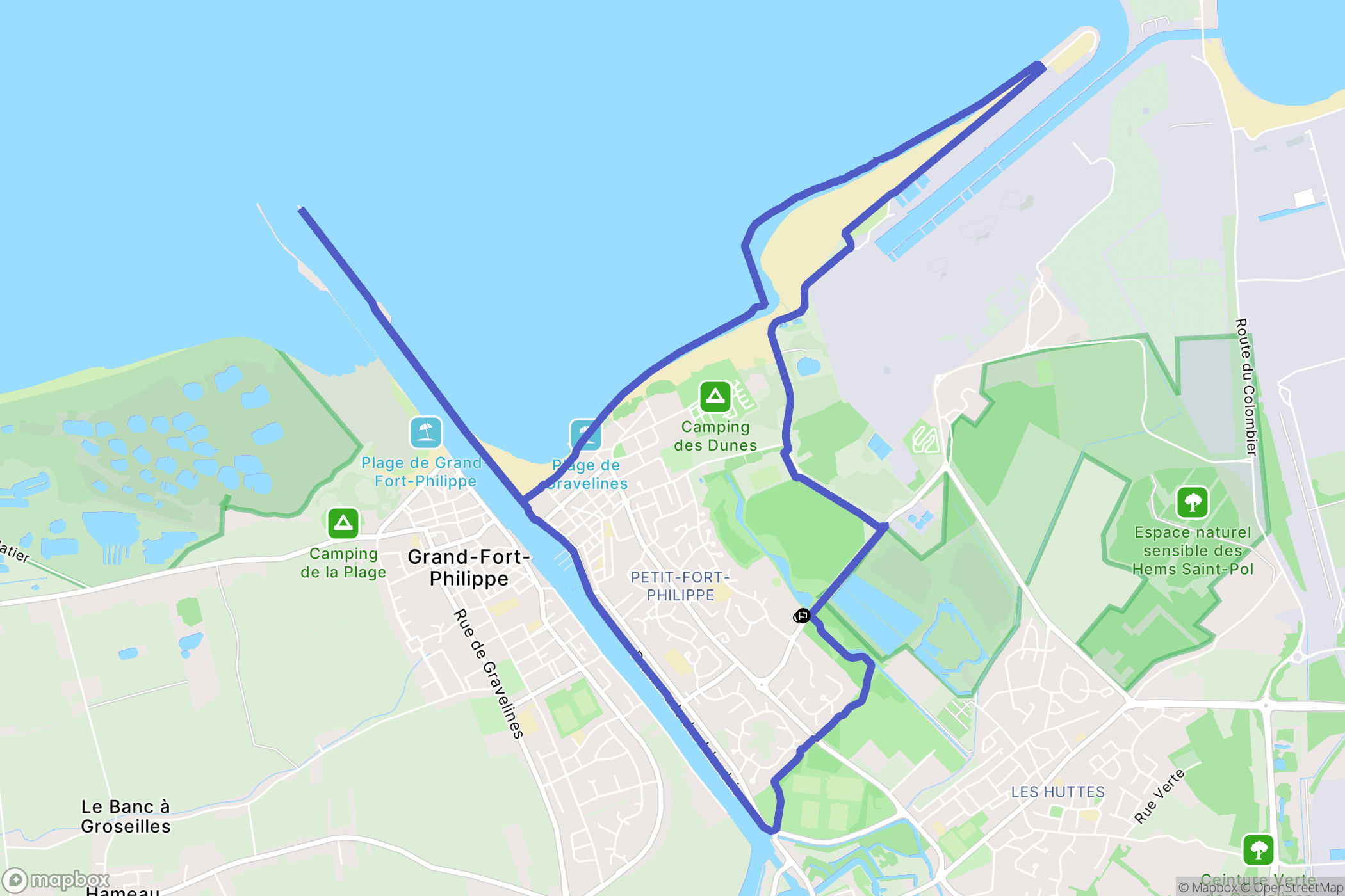 Gravelines : carte du parcours de randonnée - France