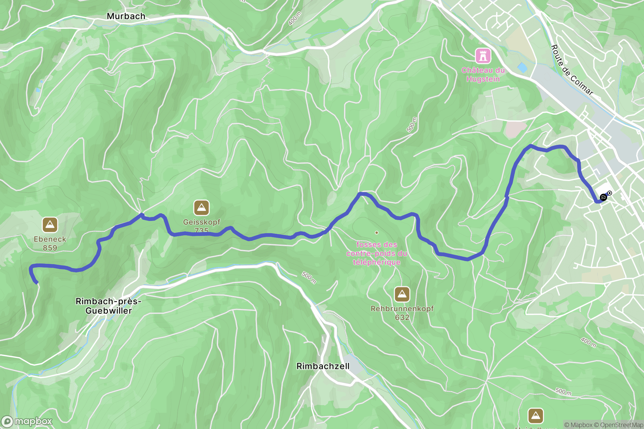 Guebwiller : carte du parcours de randonnée - France