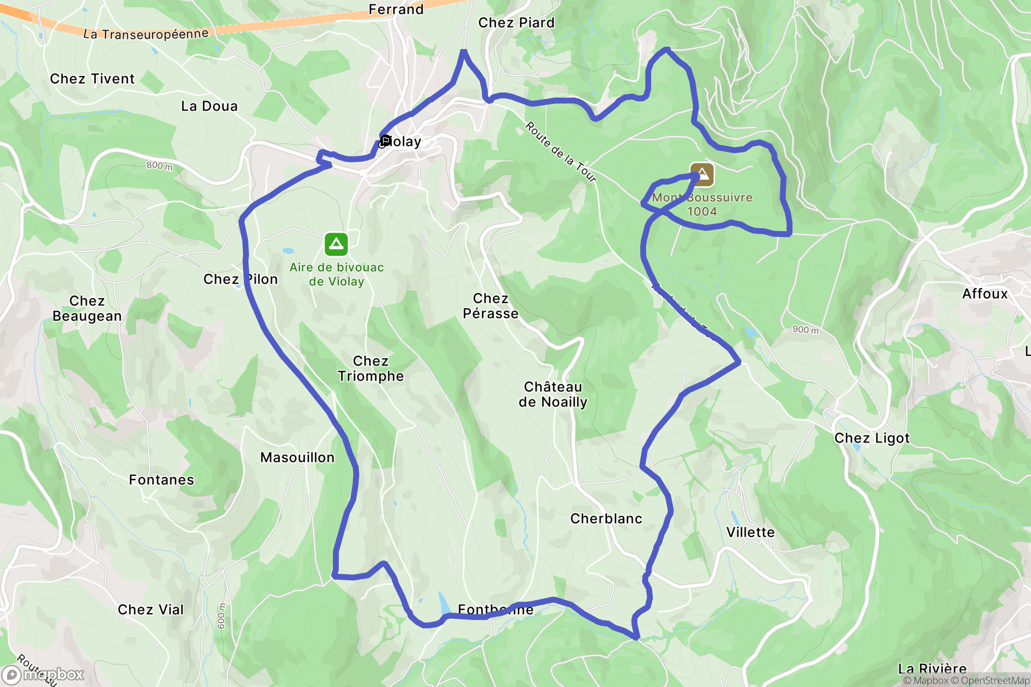 Violay : carte du parcours de randonnée - France