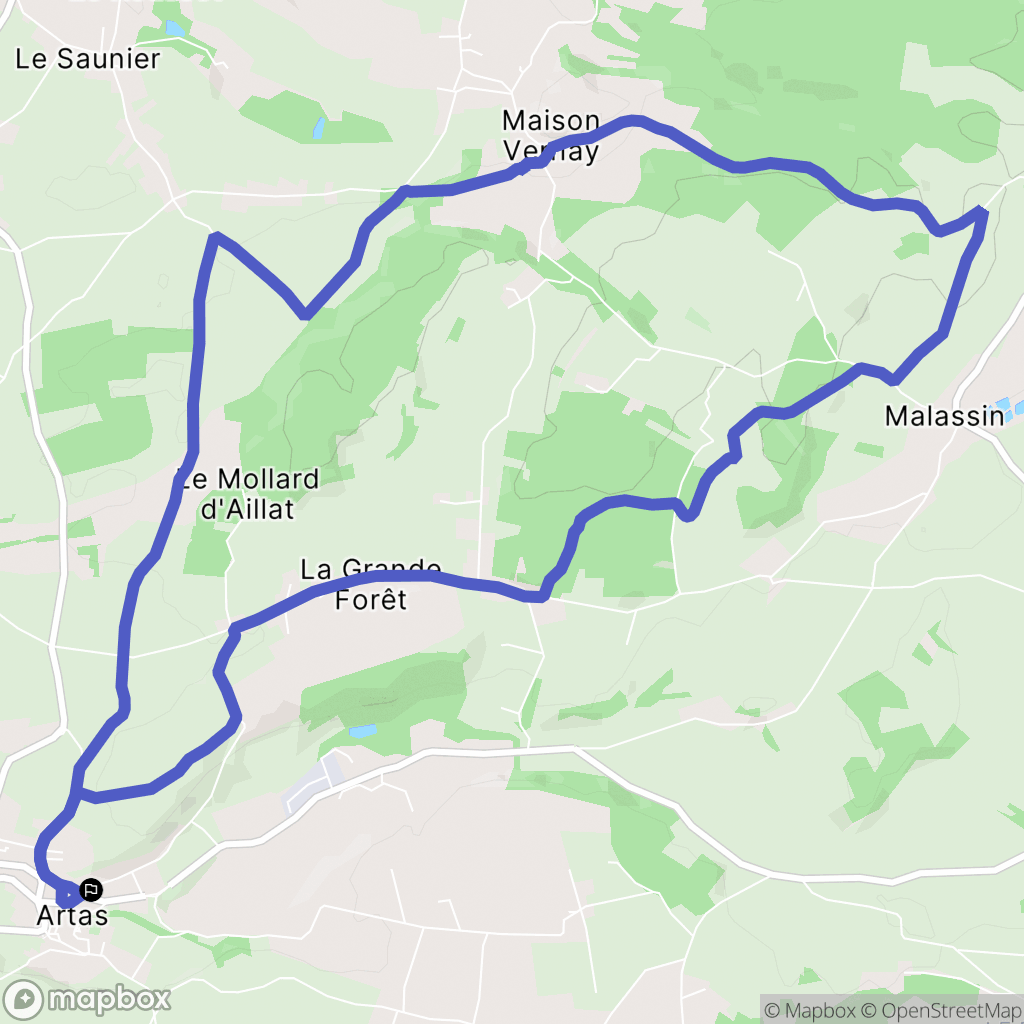 Artas : carte du parcours de randonnée - France