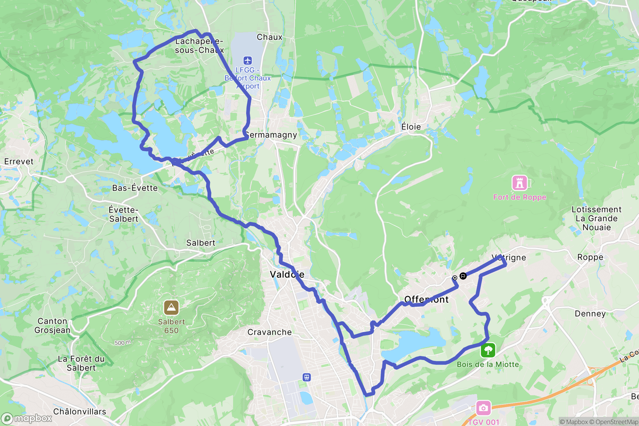Offemont : carte du parcours de randonnée - France