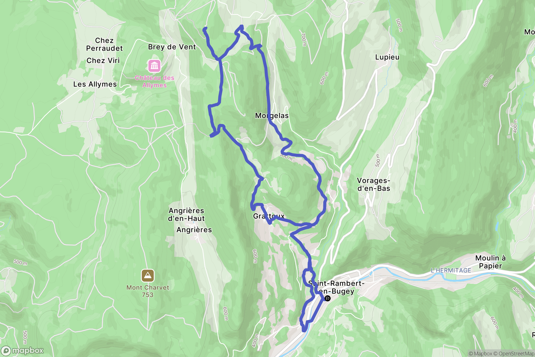 Saint-Rambert-en-Bugey : carte du parcours de randonnée - France