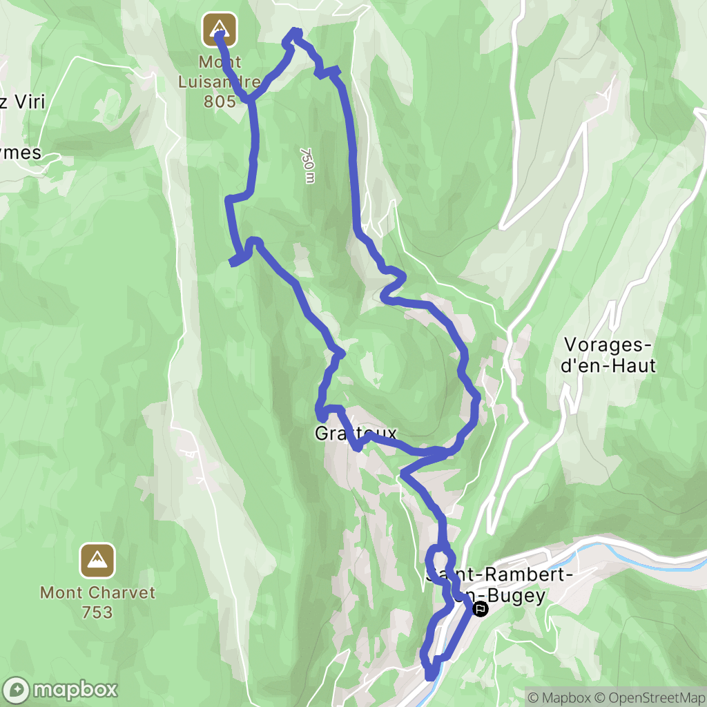 Saint-Rambert-en-Bugey : carte du parcours de randonnée - France