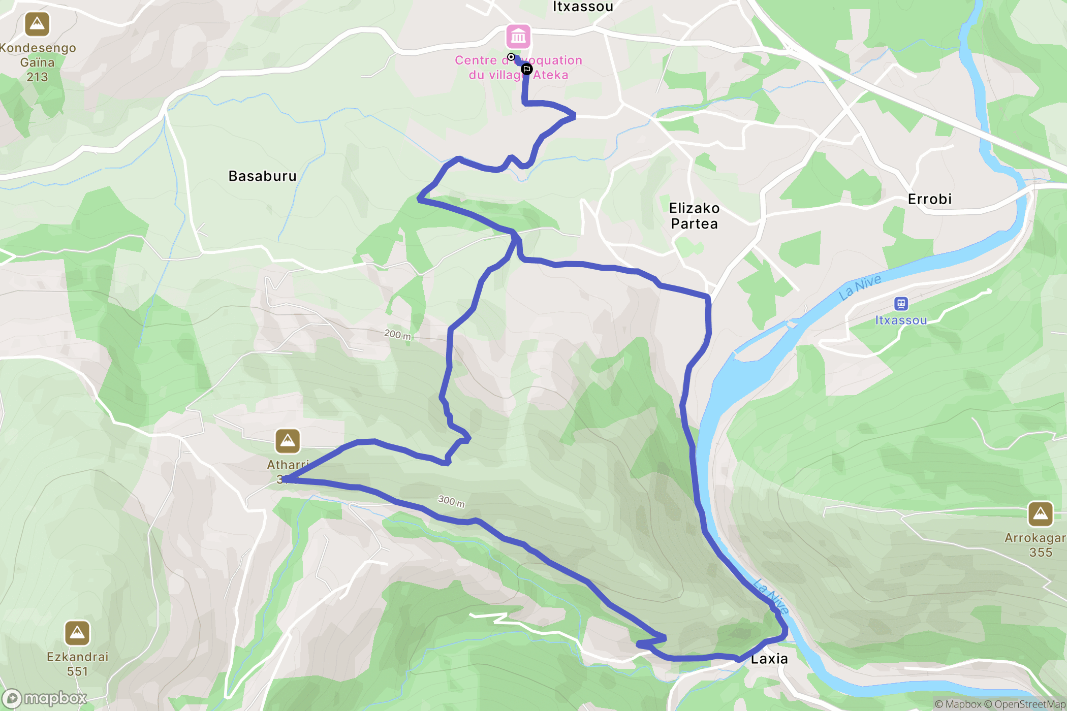 Itxassou : carte du parcours de randonnée - France