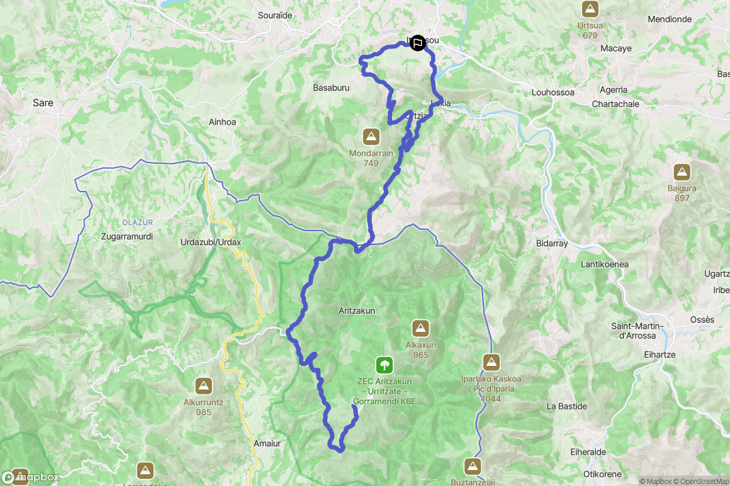 Itxassou : carte du parcours de randonnée - France