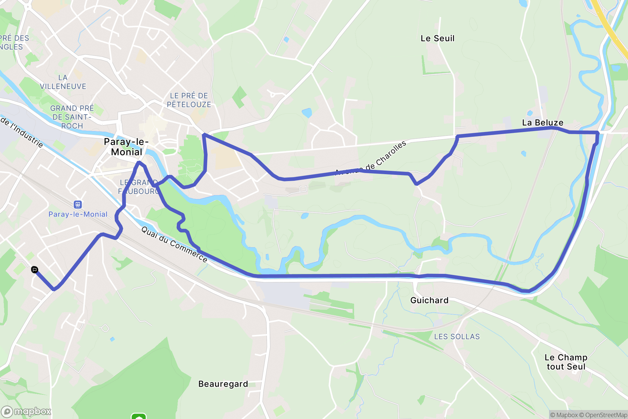 Paray-le-Monial : carte du parcours de randonnée - France