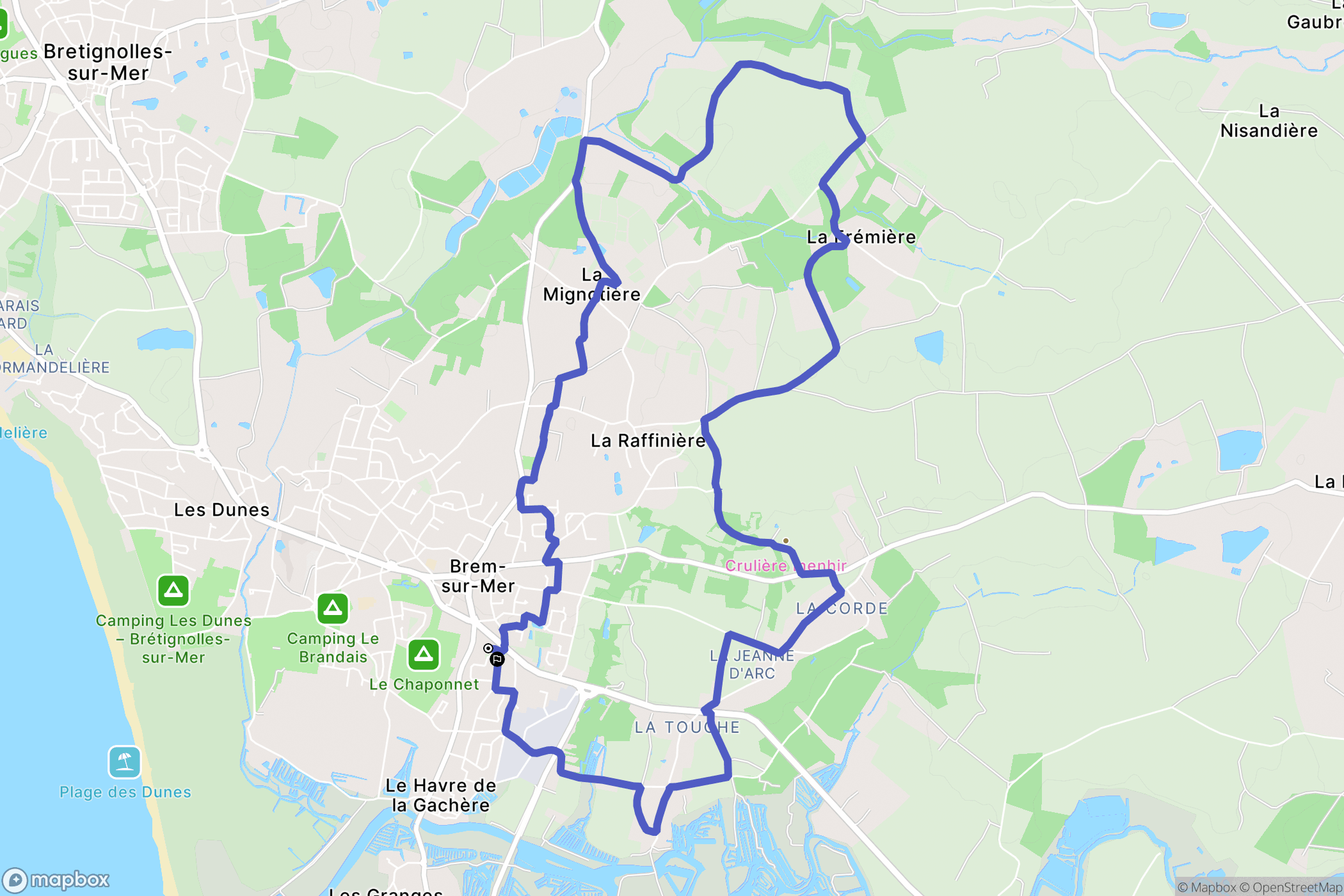 Brem-sur-Mer : carte du parcours de randonnée - France
