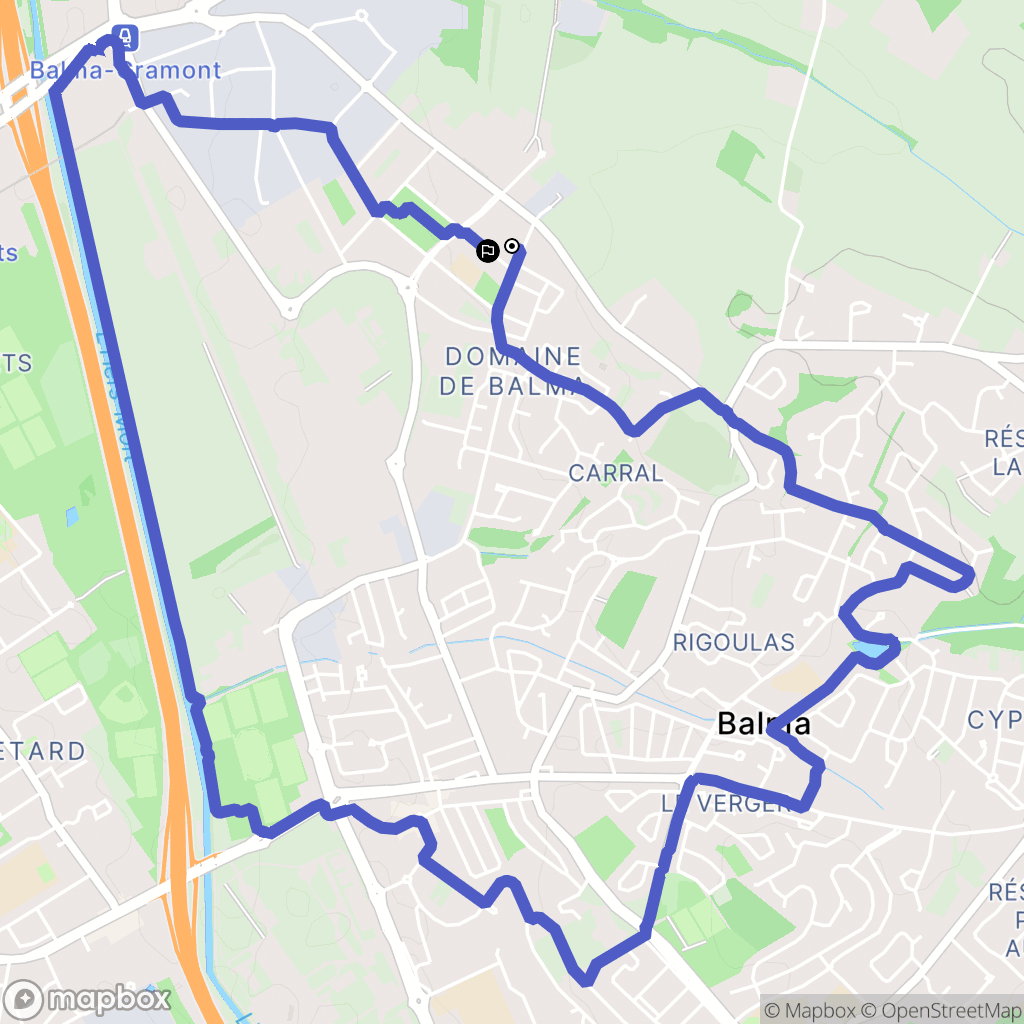 Balma : carte du parcours de randonnée - France