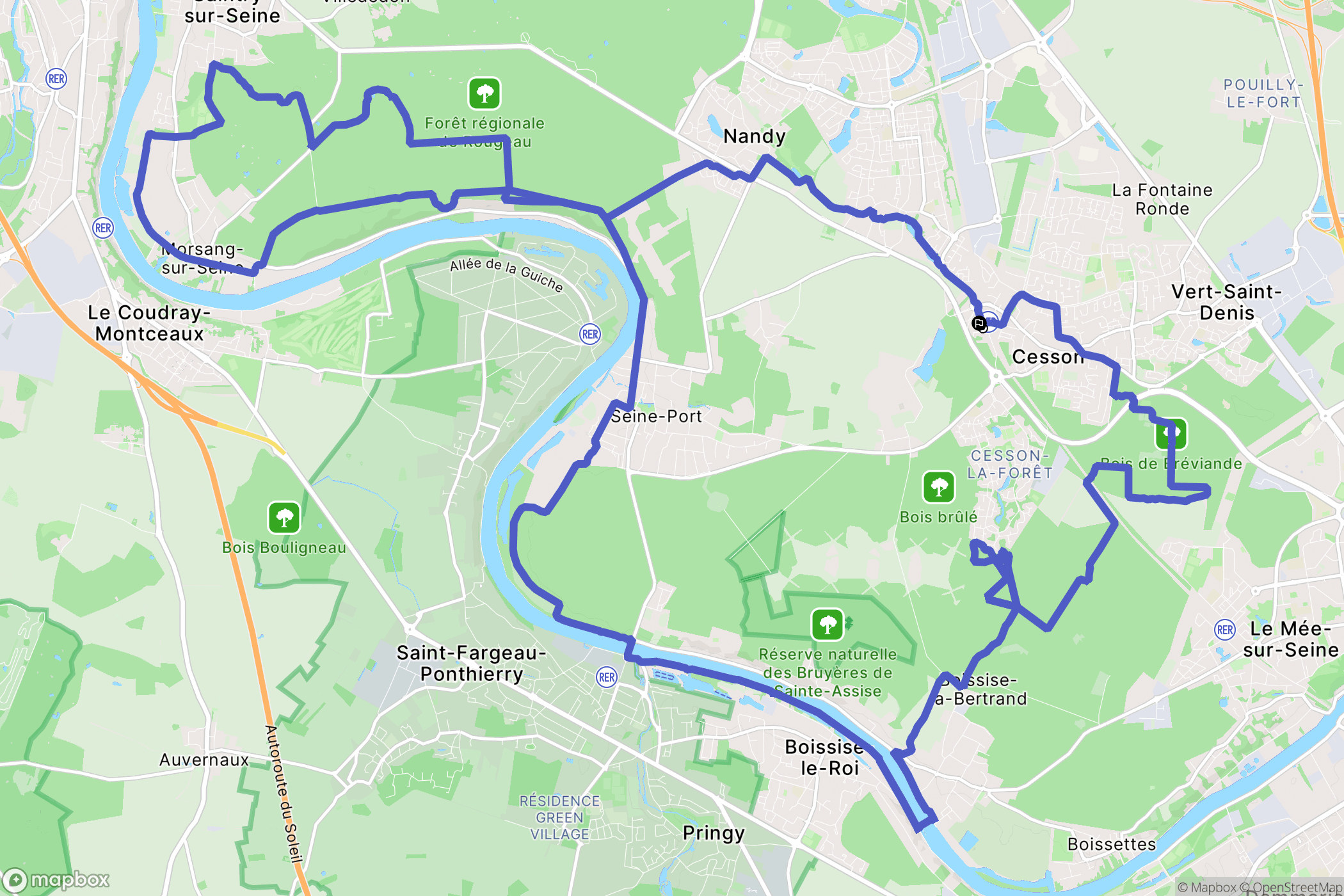 Cesson : carte du parcours de randonnée - France