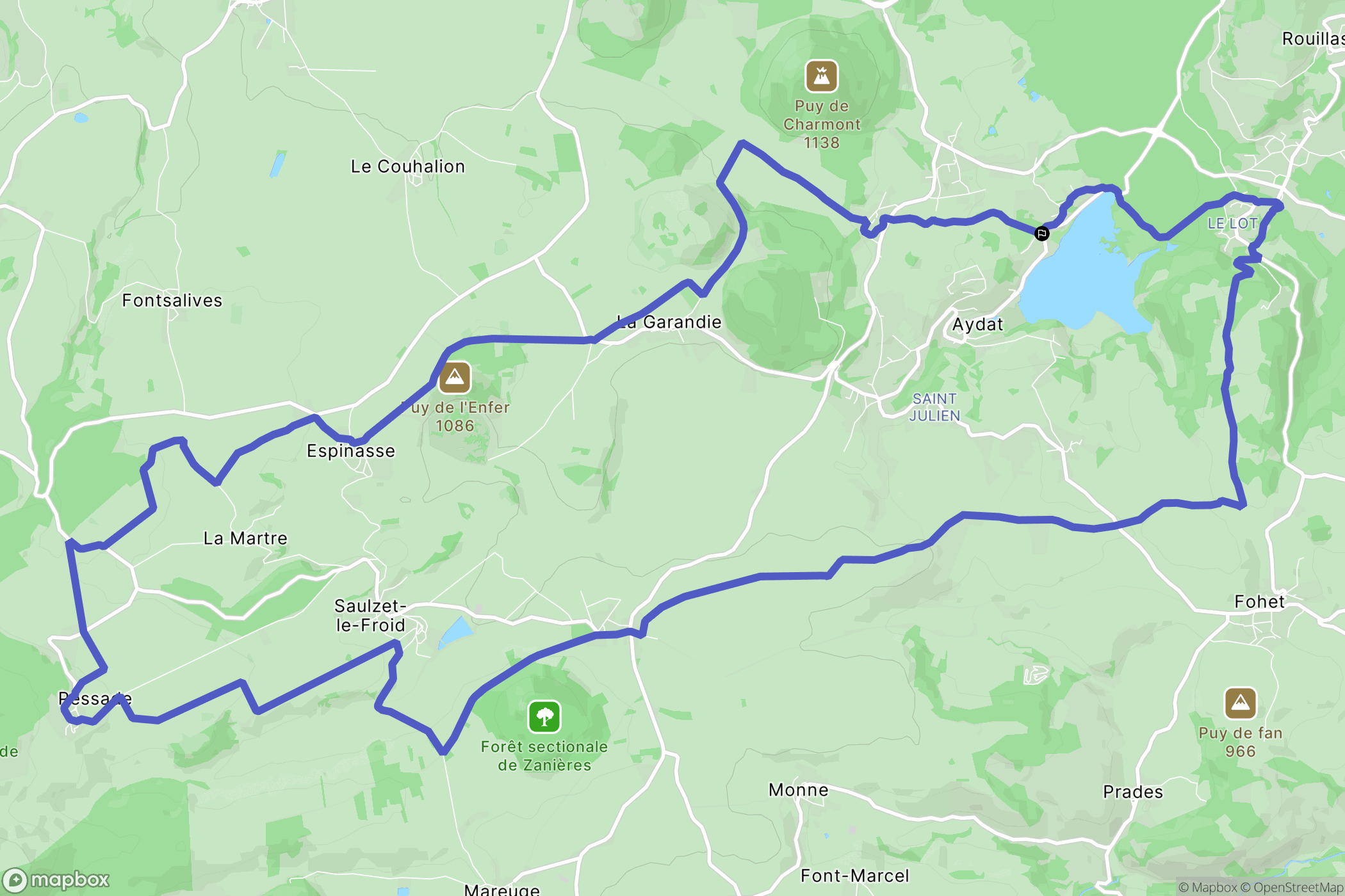 Aydat : carte du parcours de randonnée - France
