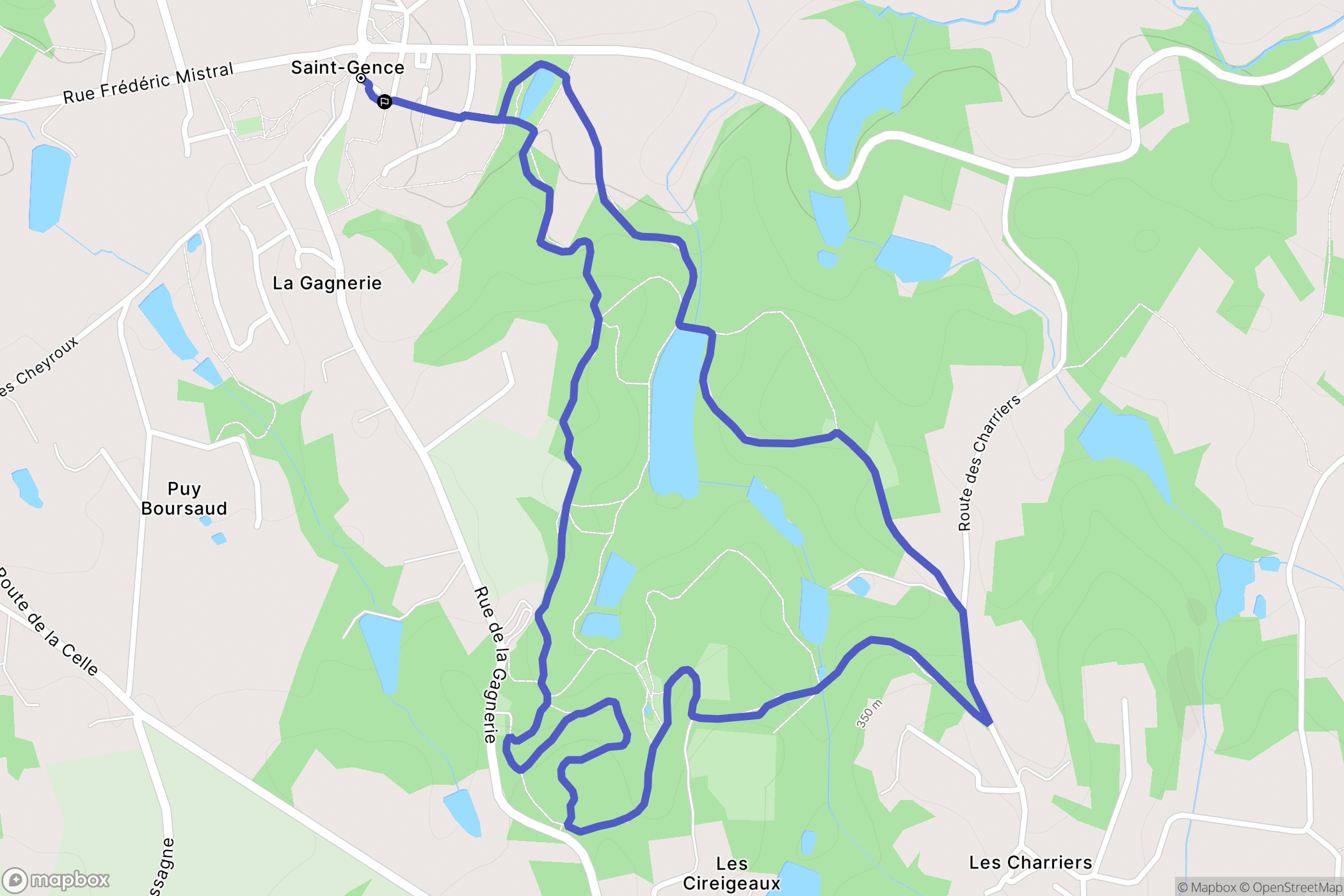 Saint-Gence : carte du parcours de randonnée - France