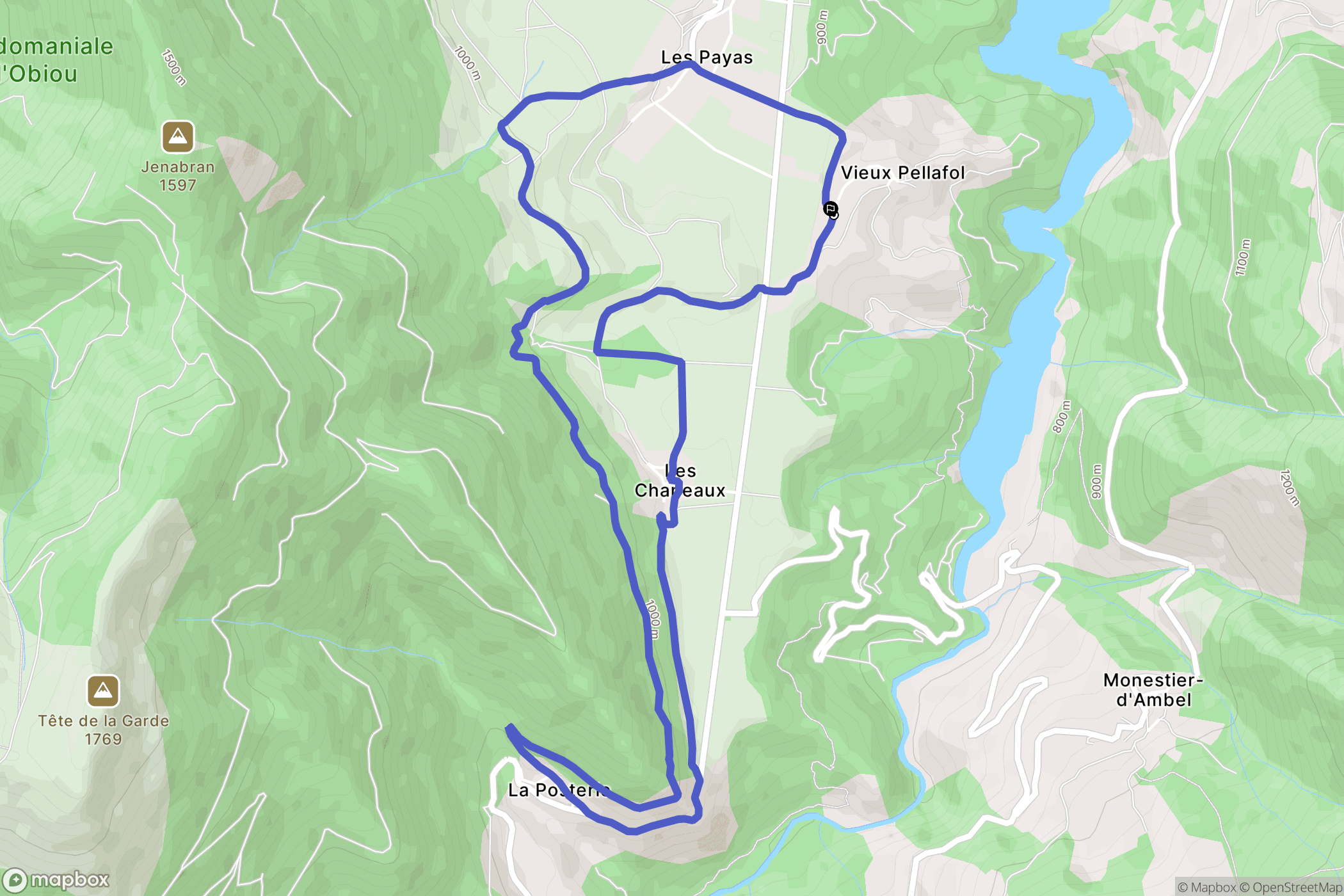Pellafol : carte du parcours de randonnée - France