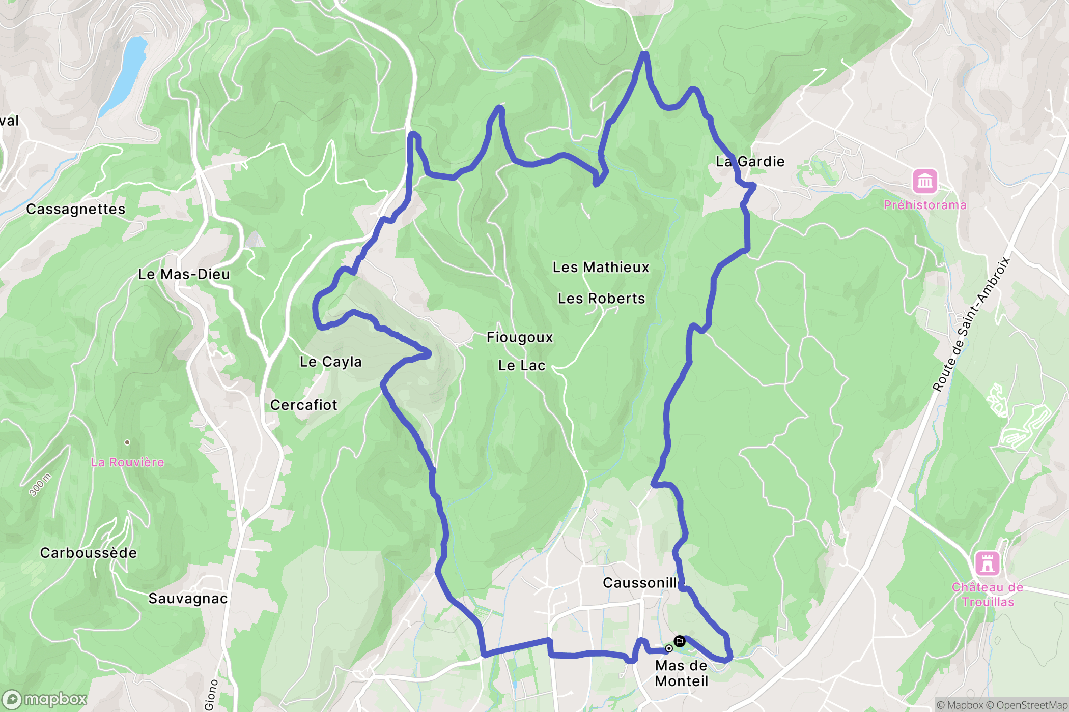 Saint-Julien-les-Rosiers : carte du parcours de randonnée - France