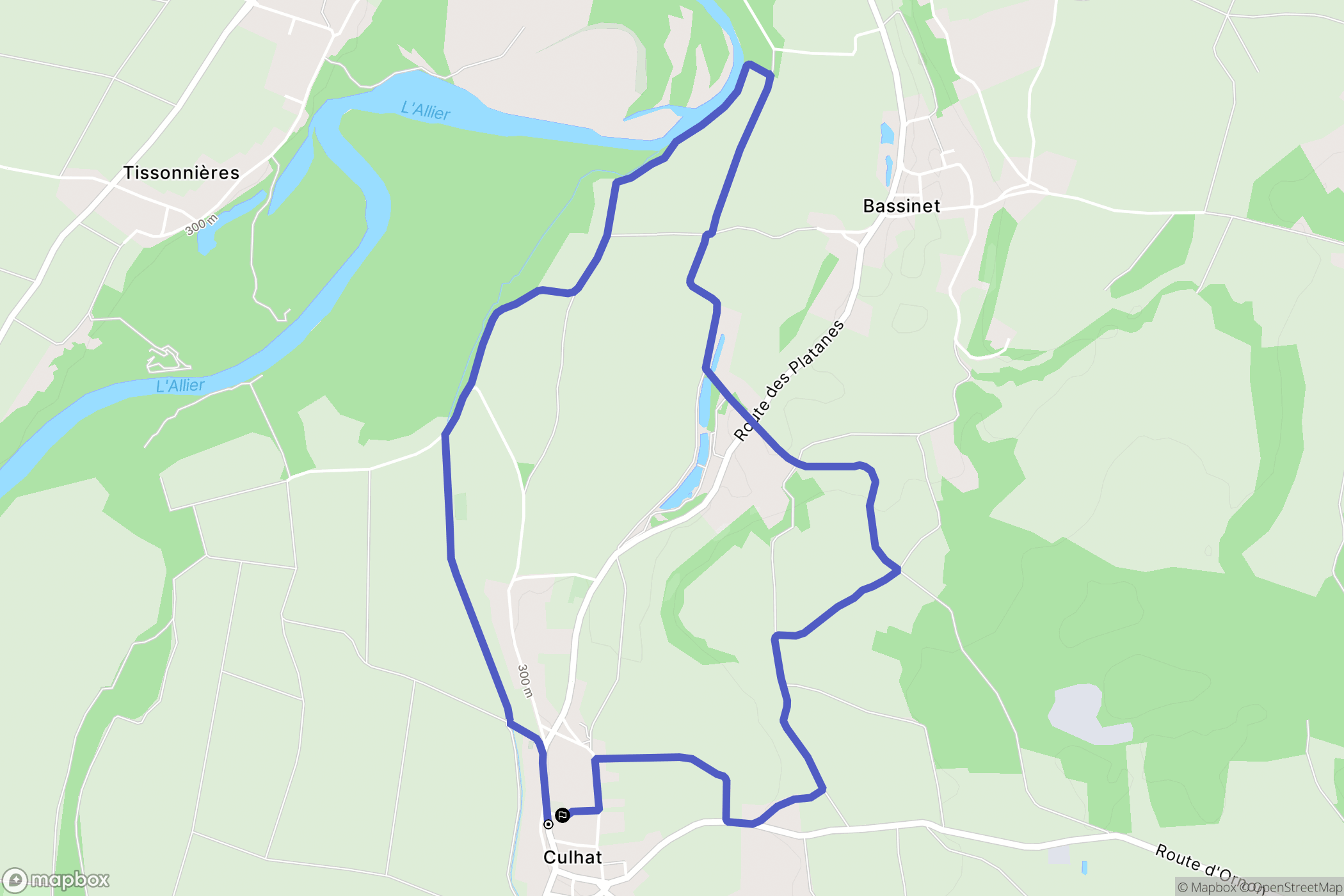 Culhat : carte du parcours de randonnée - France