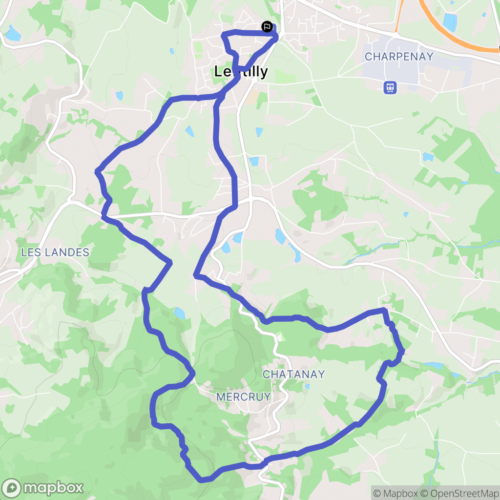 Lentilly : carte du parcours de randonnée - France