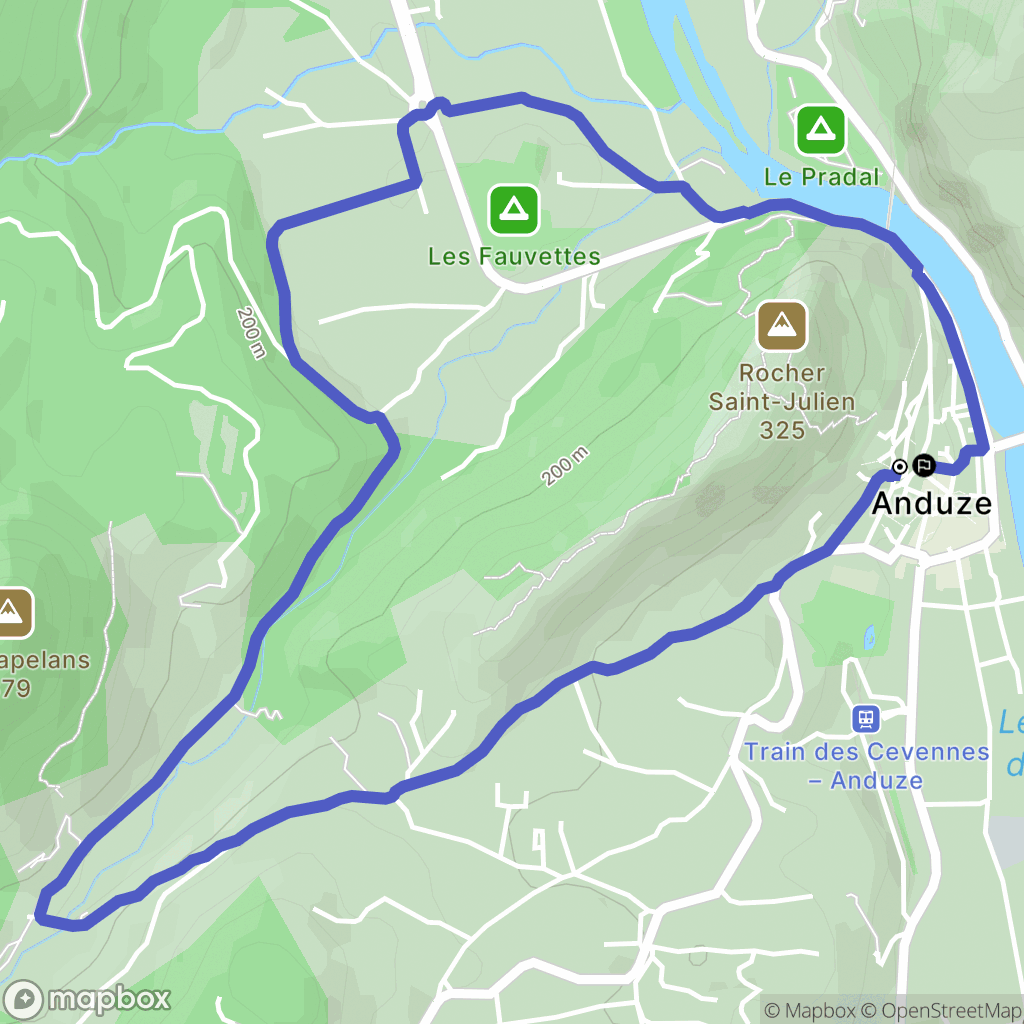 Anduze : carte du parcours de randonnée - France
