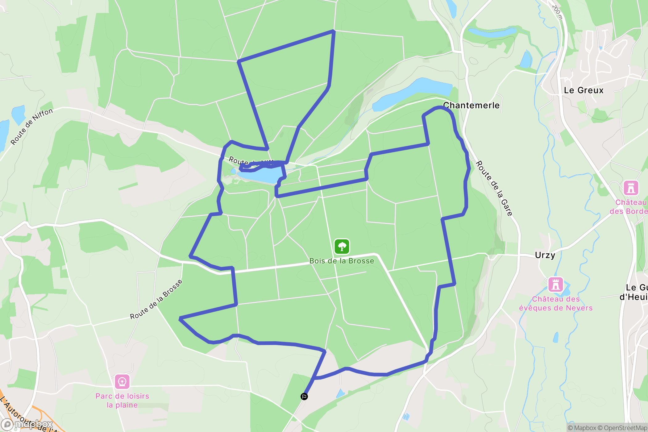Urzy : carte du parcours de randonnée - France