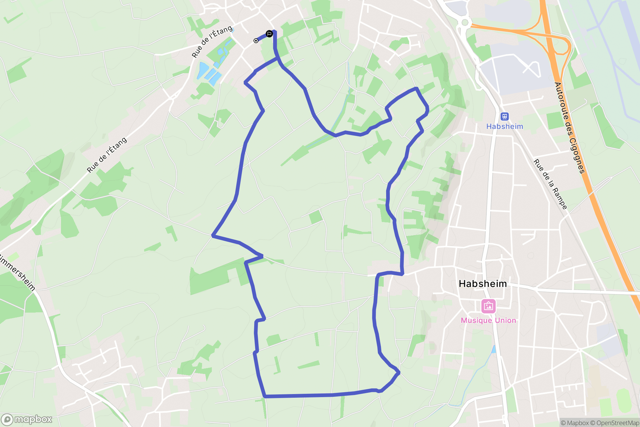 Rixheim : carte du parcours de randonnée - France