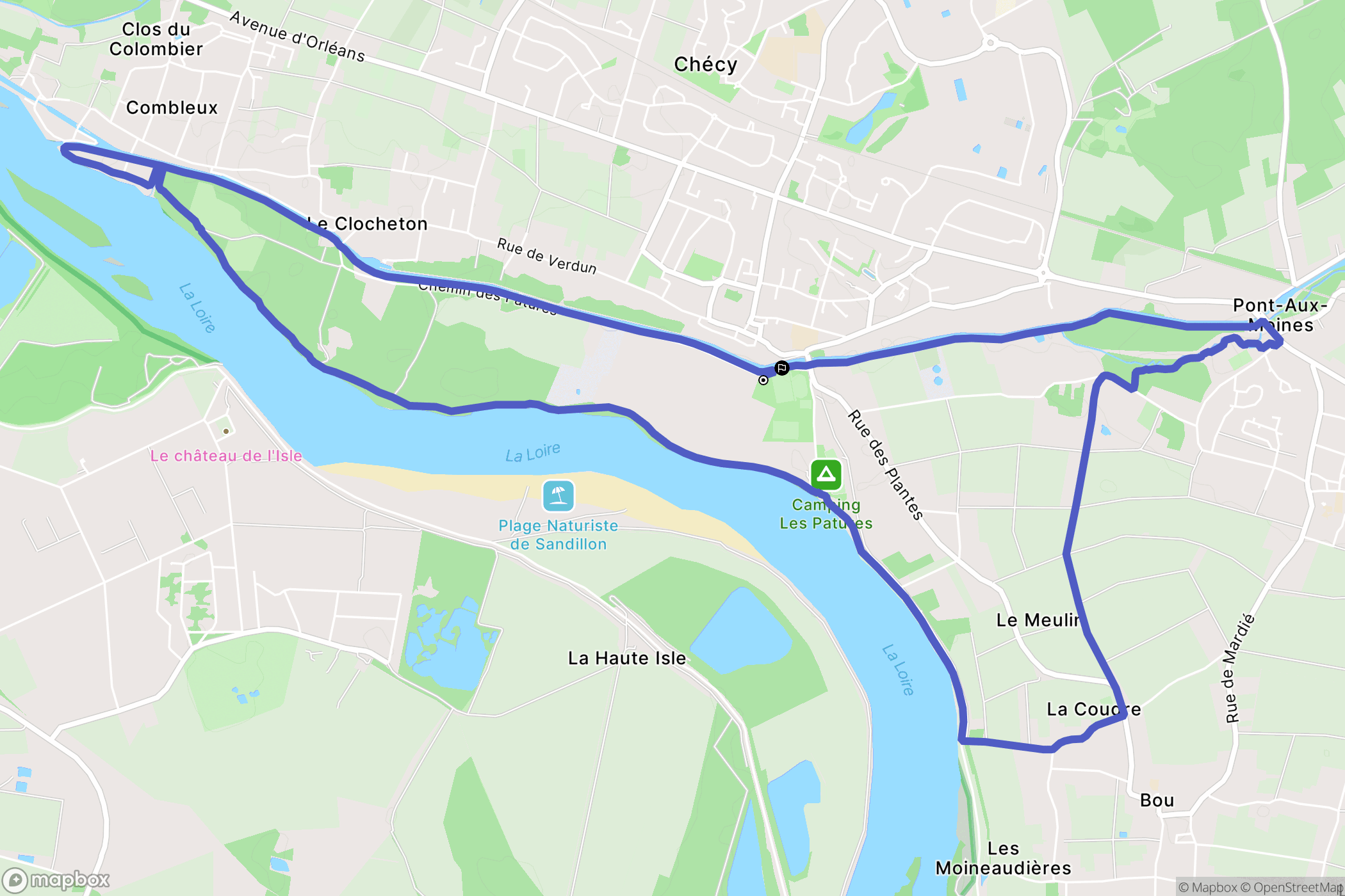 Chécy : carte du parcours de randonnée - France