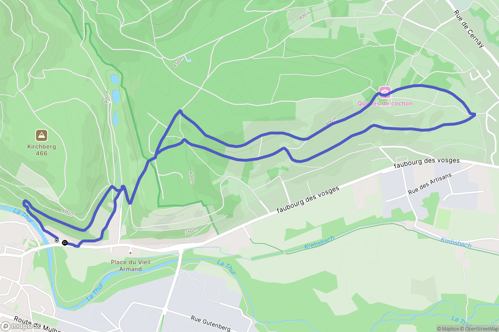 Vieux-Thann : carte du parcours de randonnée - France