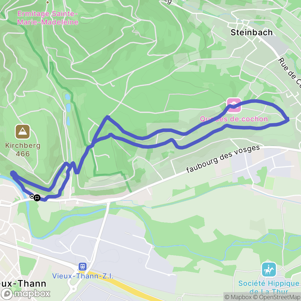 Vieux-Thann : carte du parcours de randonnée - France