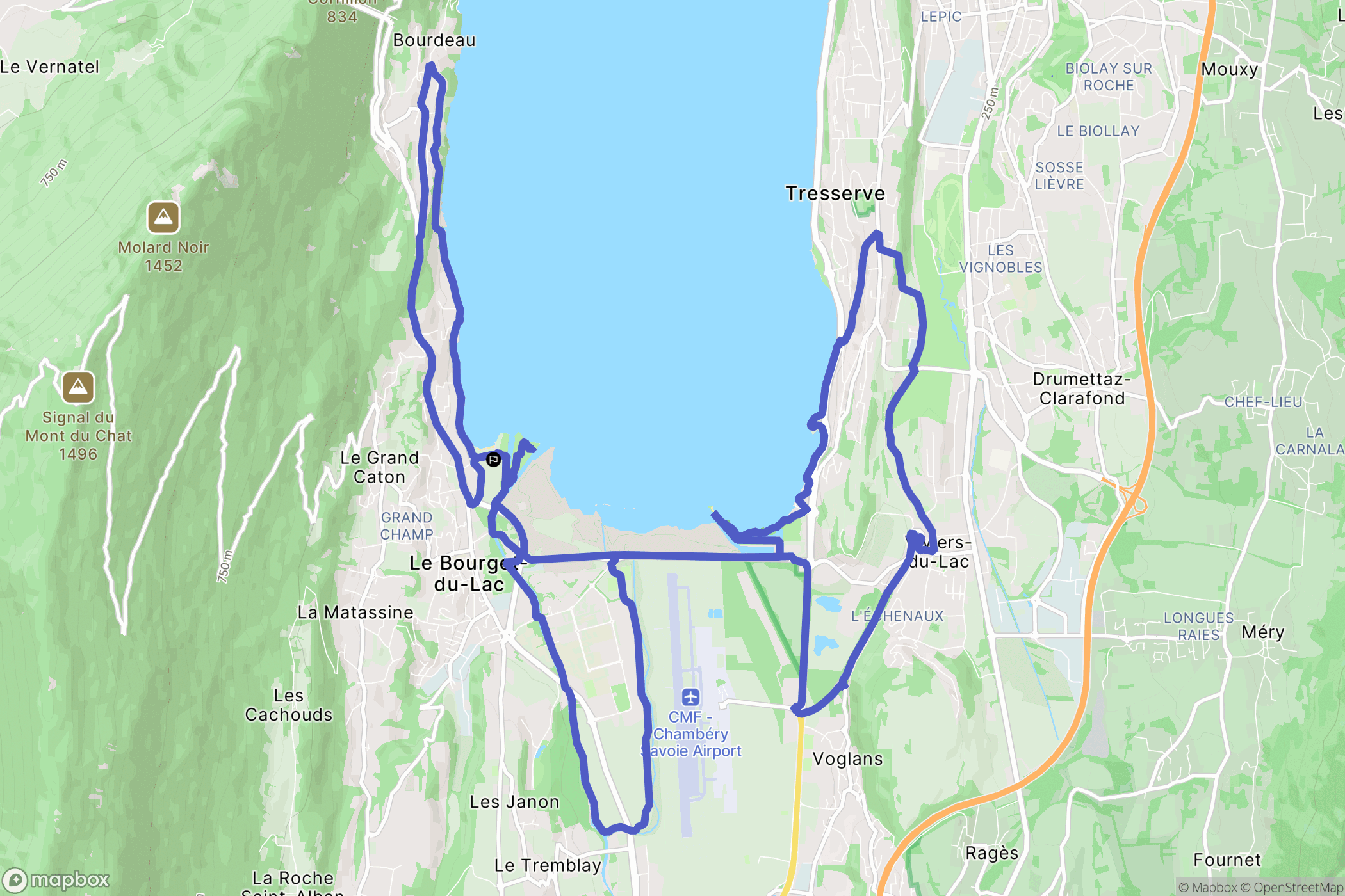 Le Bourget-du-Lac : carte du parcours de randonnée - France