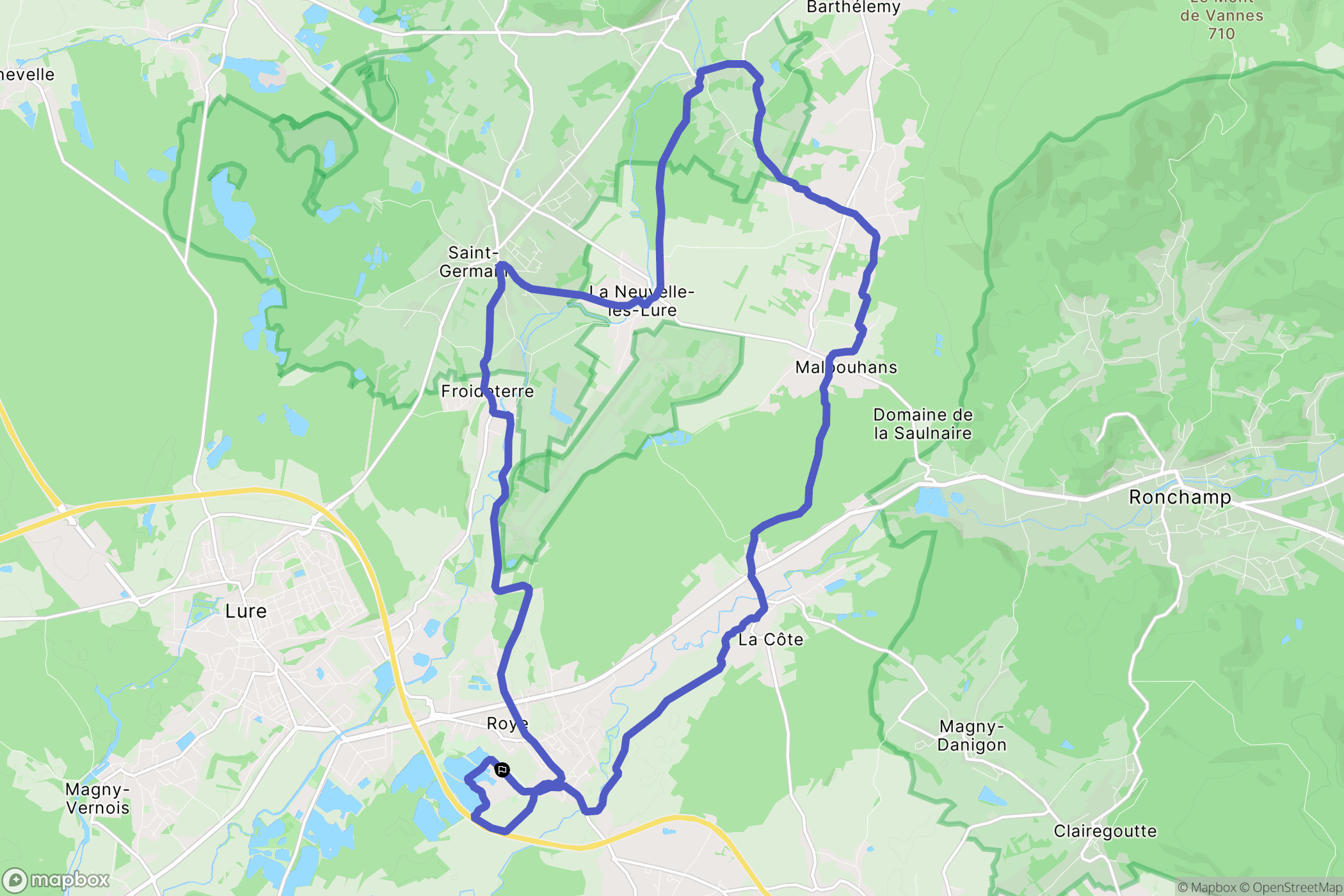 Roye : carte du parcours de randonnée - France