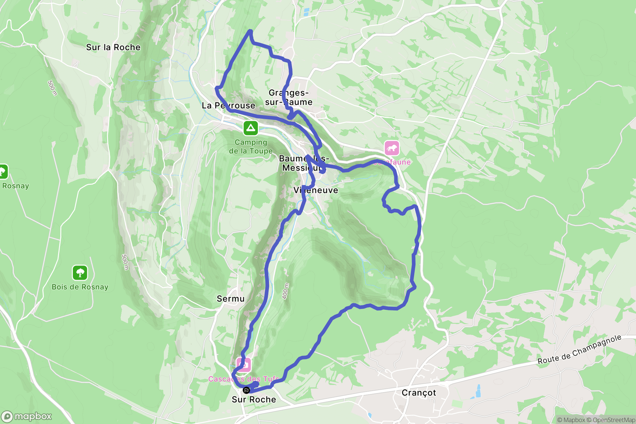 Hauteroche : carte du parcours de randonnée - France