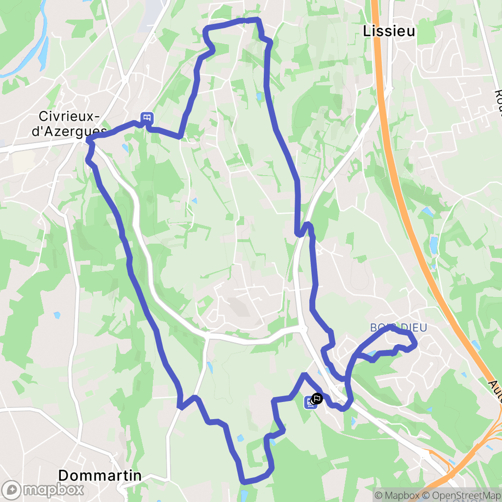 Lissieu : carte du parcours de randonnée - France