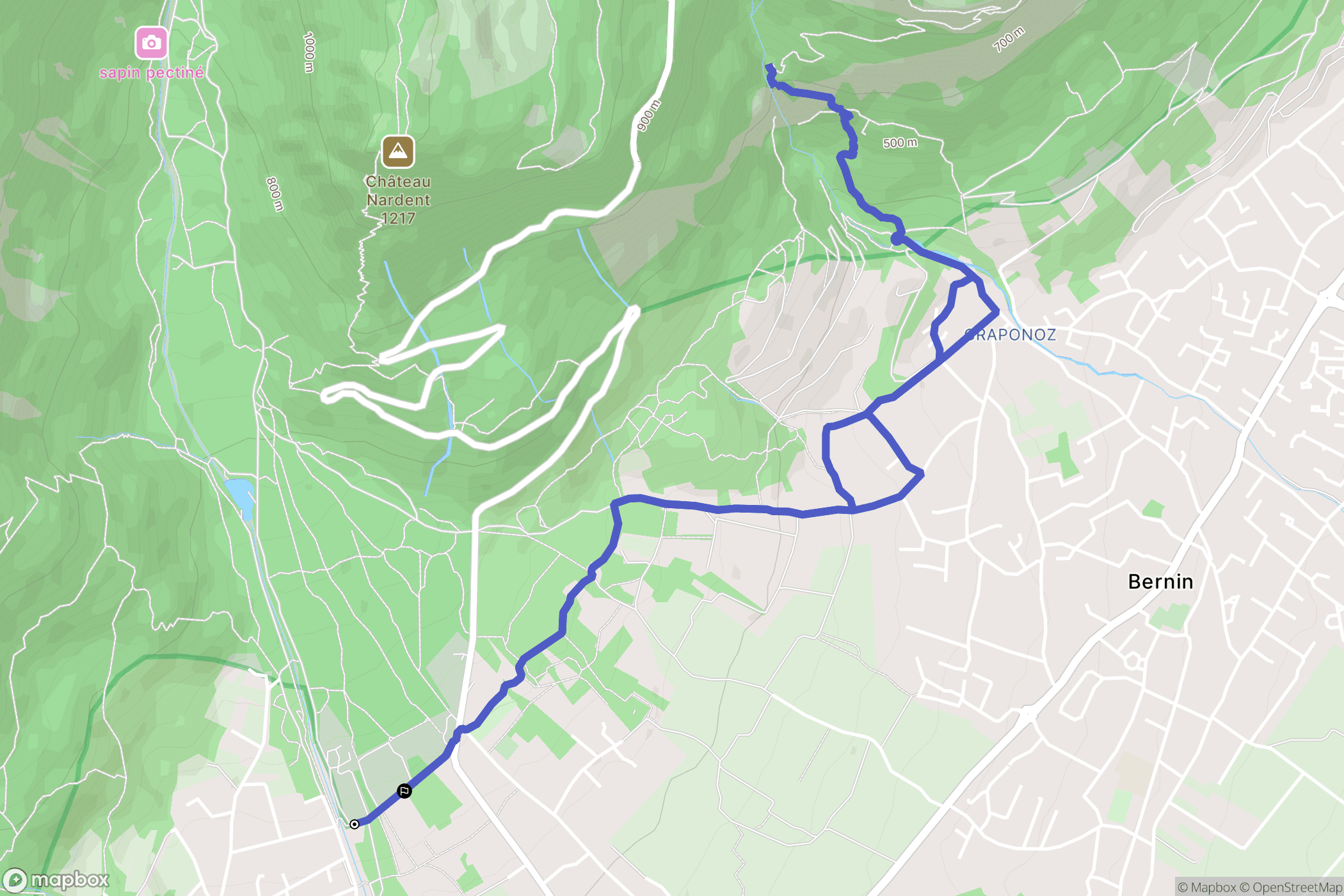 Saint-Ismier : carte du parcours de randonnée - France
