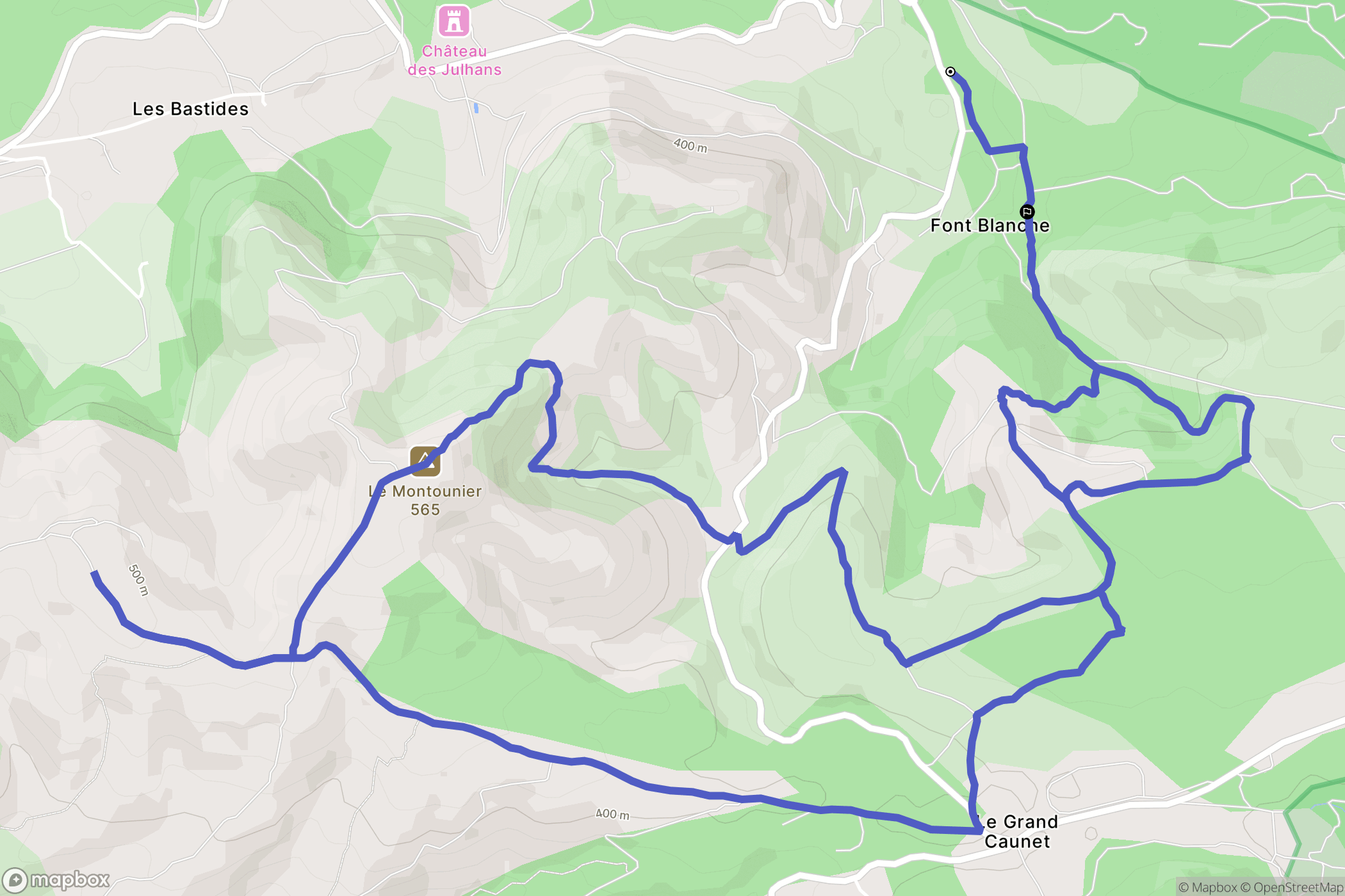 Roquefort-la-Bédoule : carte du parcours de randonnée - France