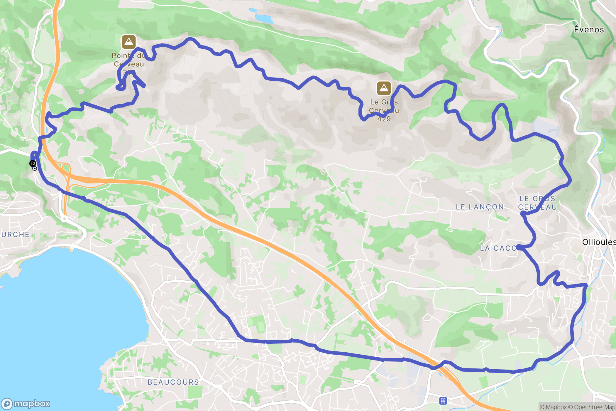 Bandol : carte du parcours de randonnée - France