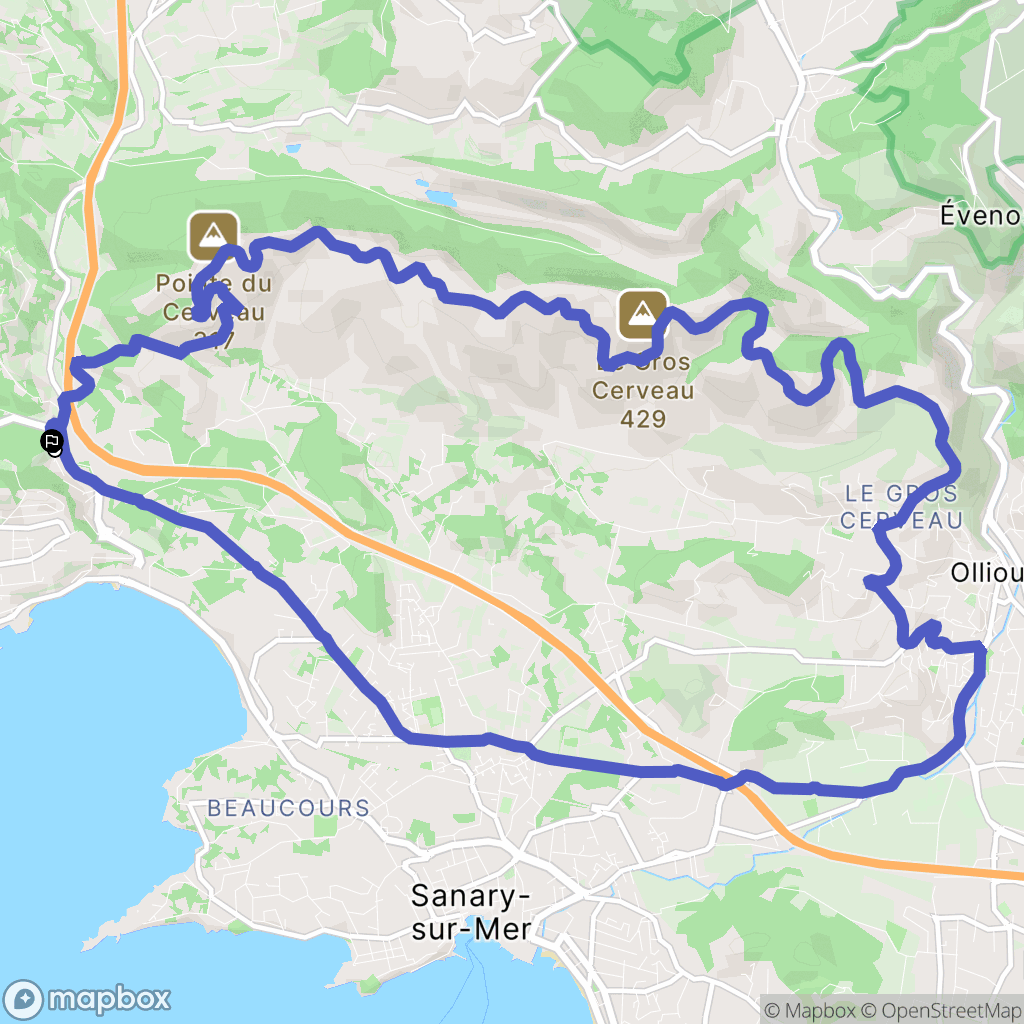 Bandol : carte du parcours de randonnée - France