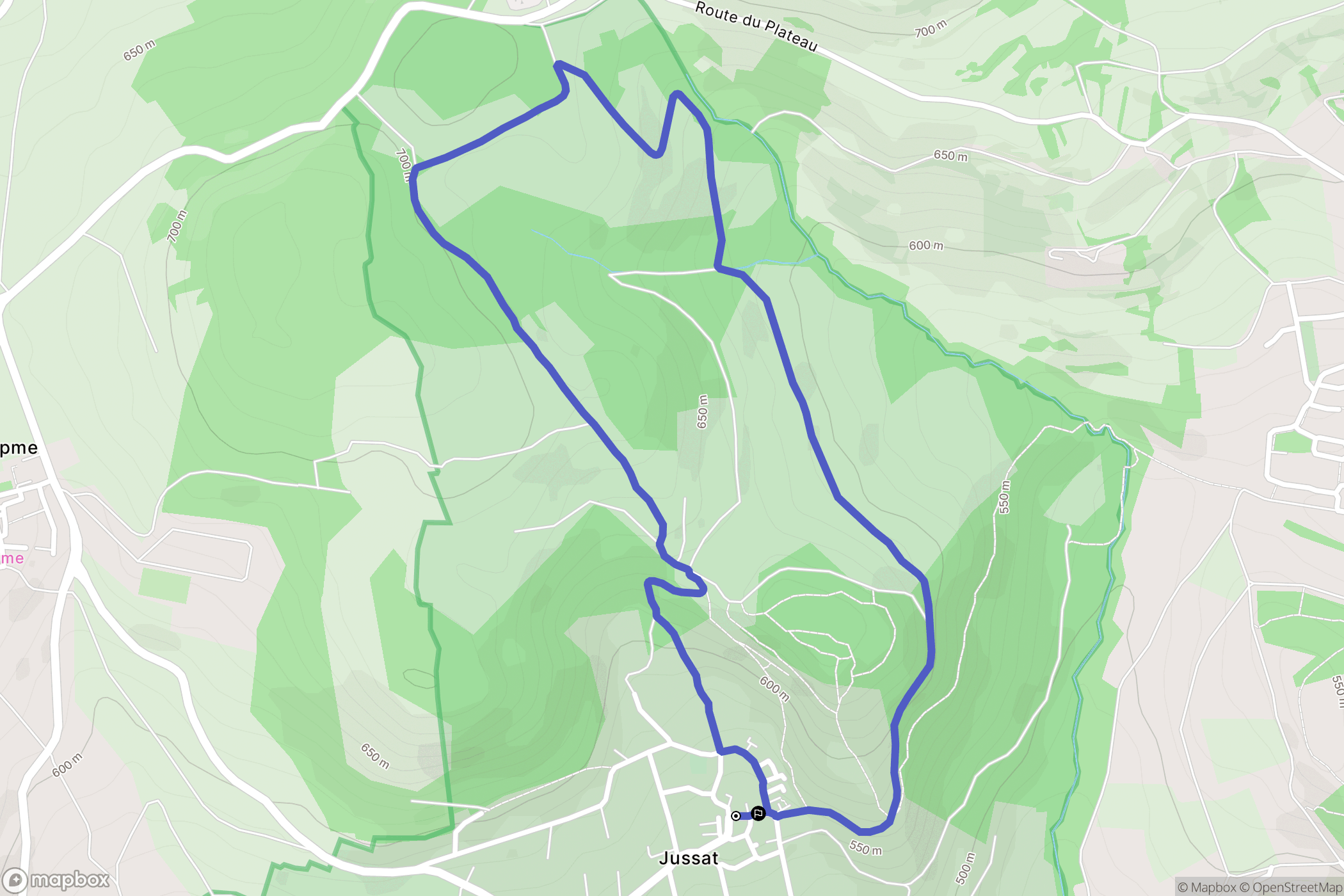 Chanonat : carte du parcours de randonnée - France