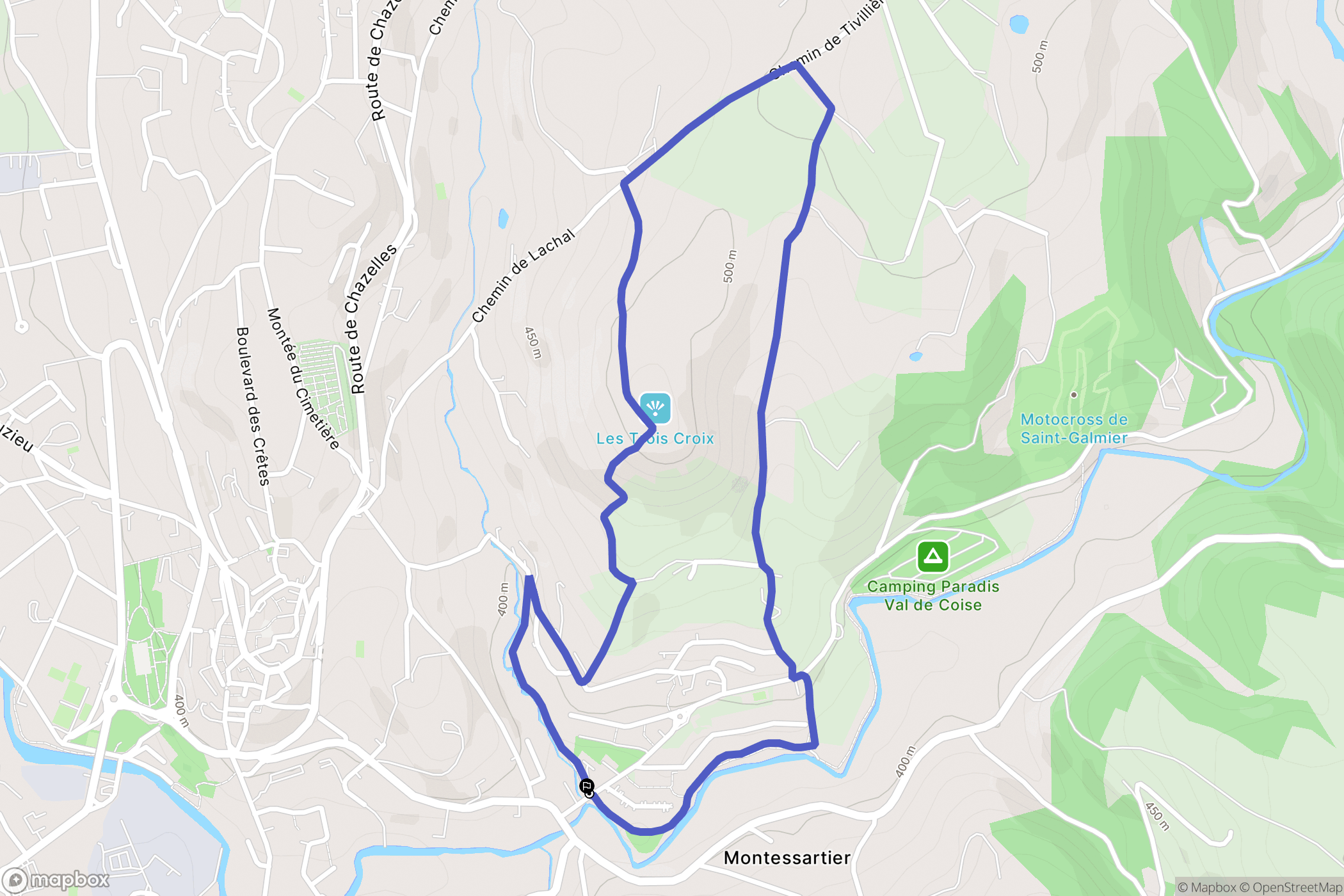 Saint-Galmier : carte du parcours de randonnée - France