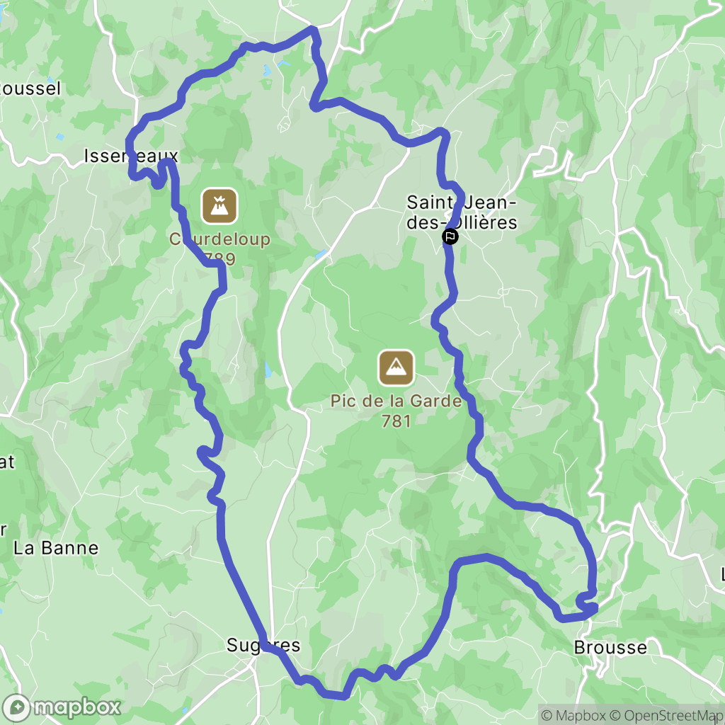 Saint-Jean-des-Ollières : carte du parcours de randonnée - France