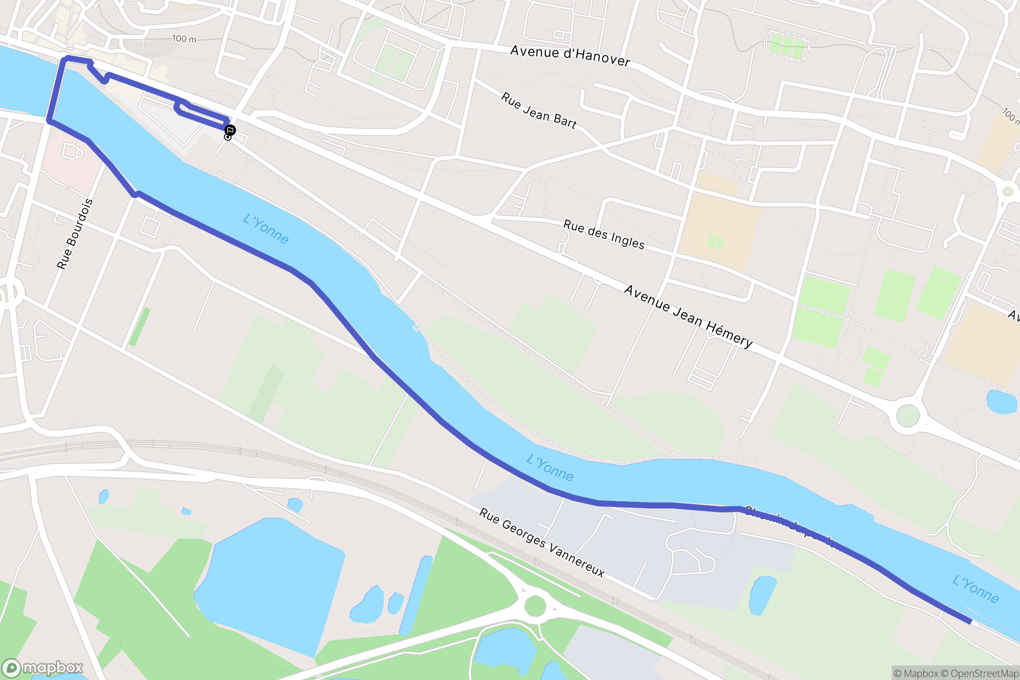 Joigny : carte du parcours de randonnée - France