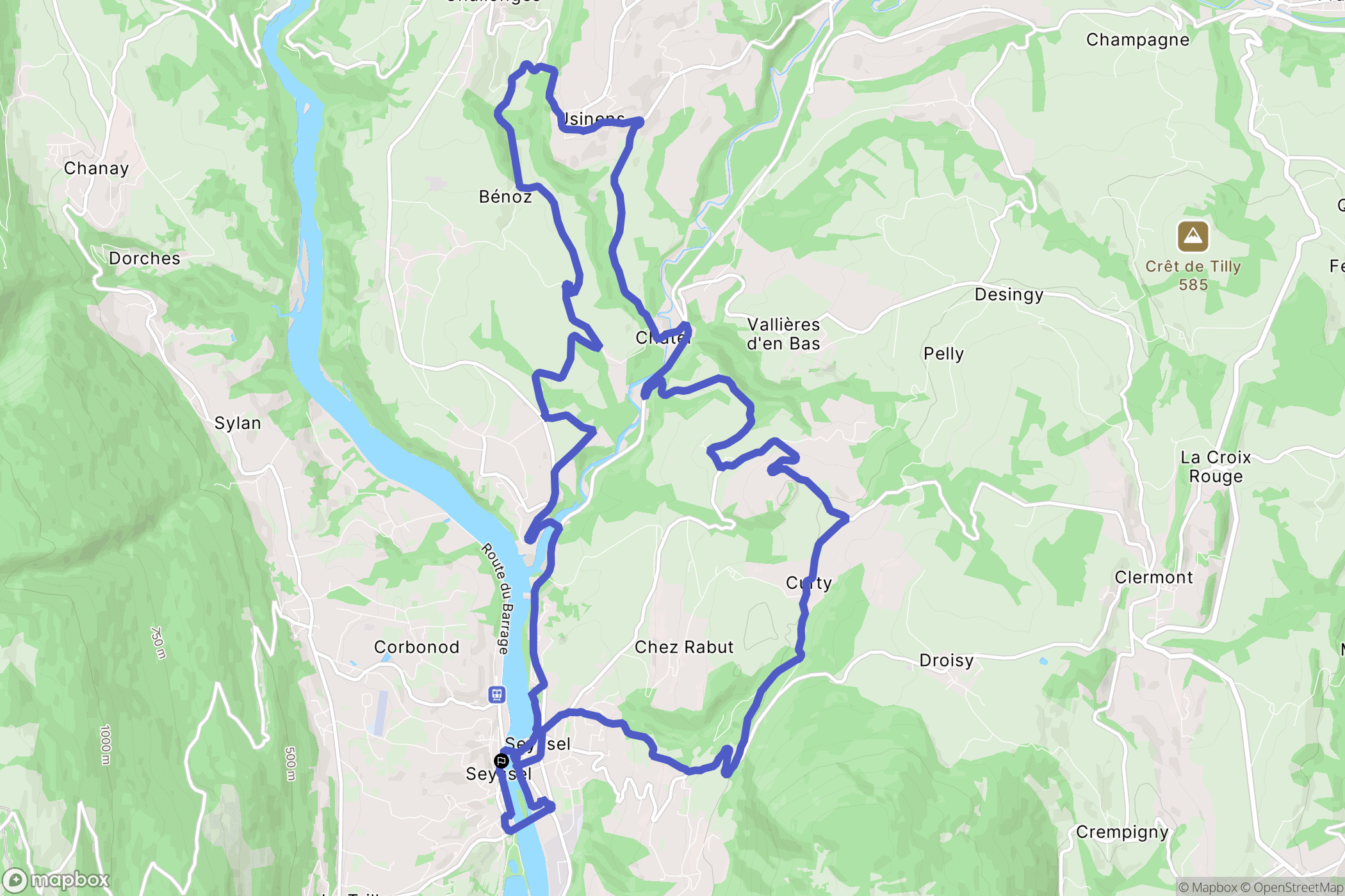 Seyssel : carte du parcours de randonnée - France