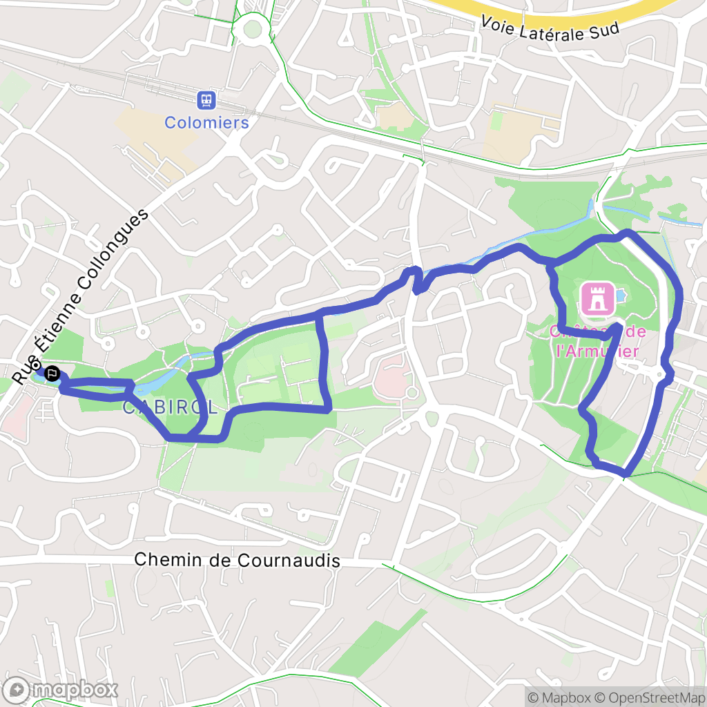 Colomiers : carte du parcours de randonnée - France