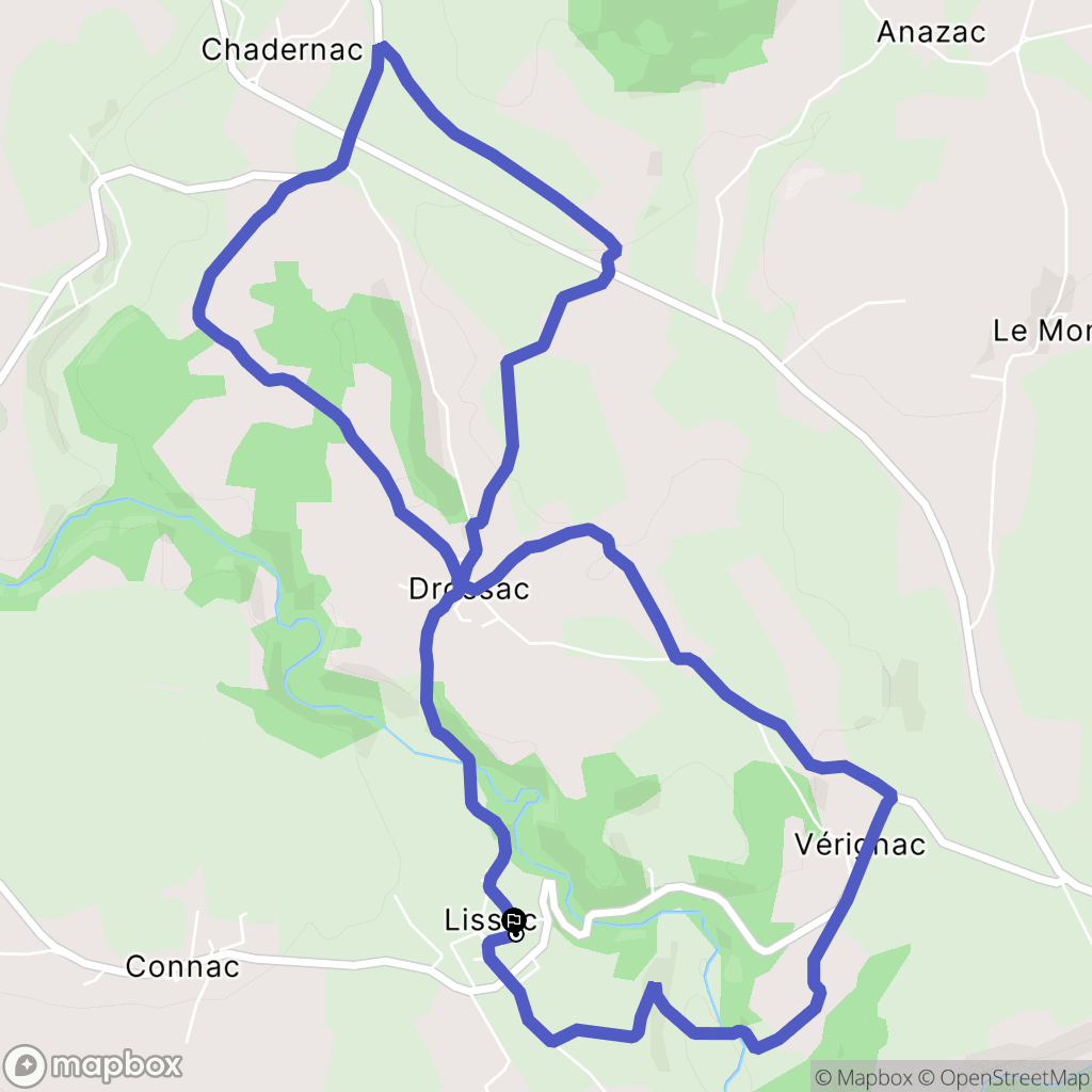 Lissac : carte du parcours de randonnée - France