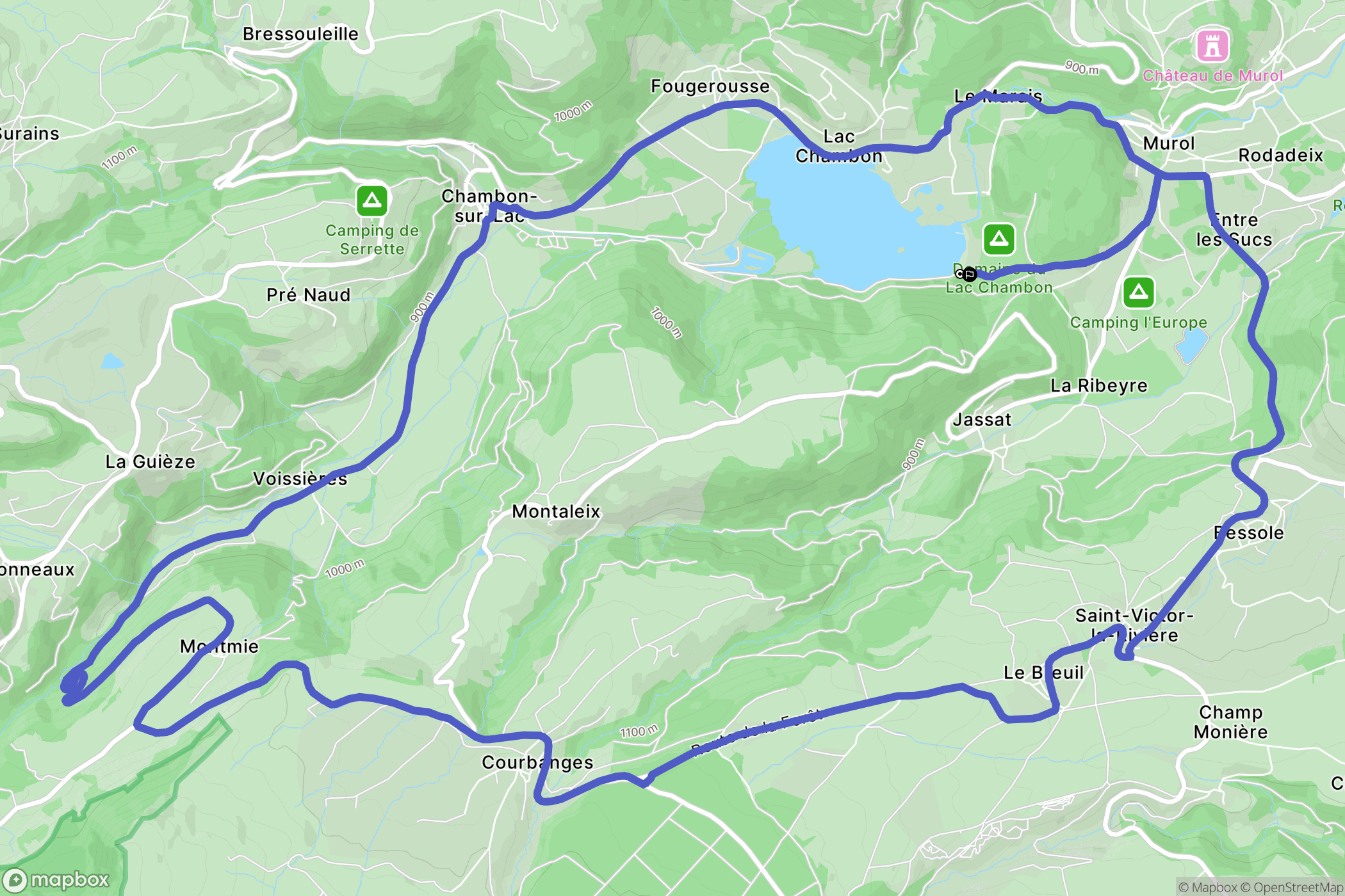 Murol : carte du parcours de randonnée - France