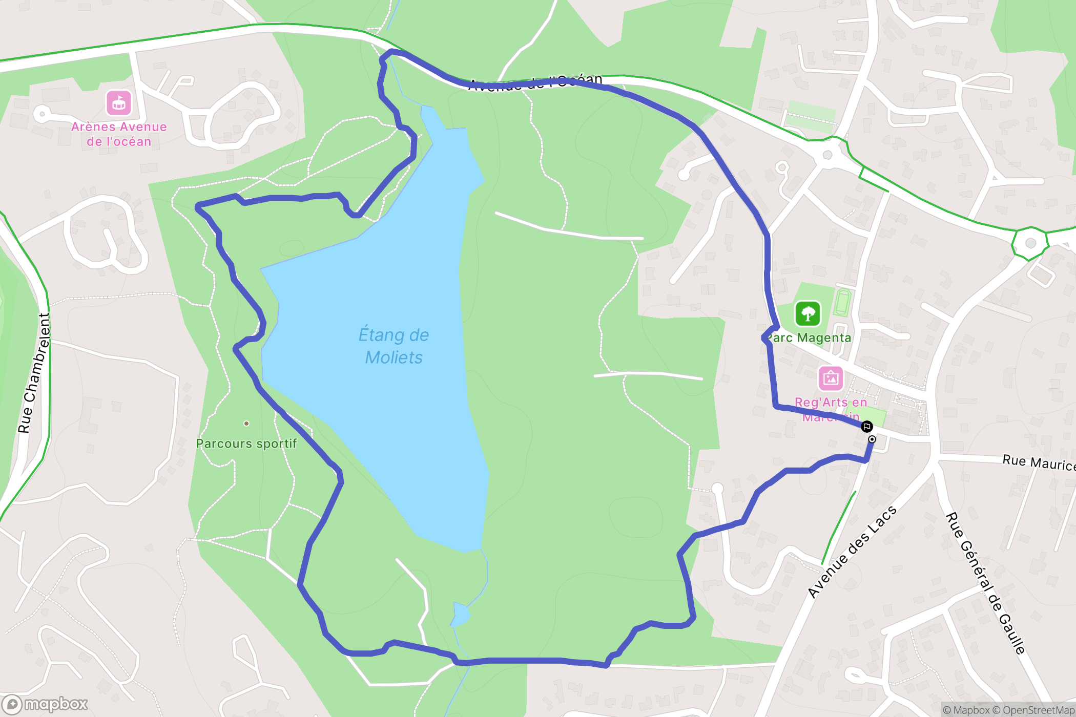 Moliets-et-Maa : carte du parcours de randonnée - France
