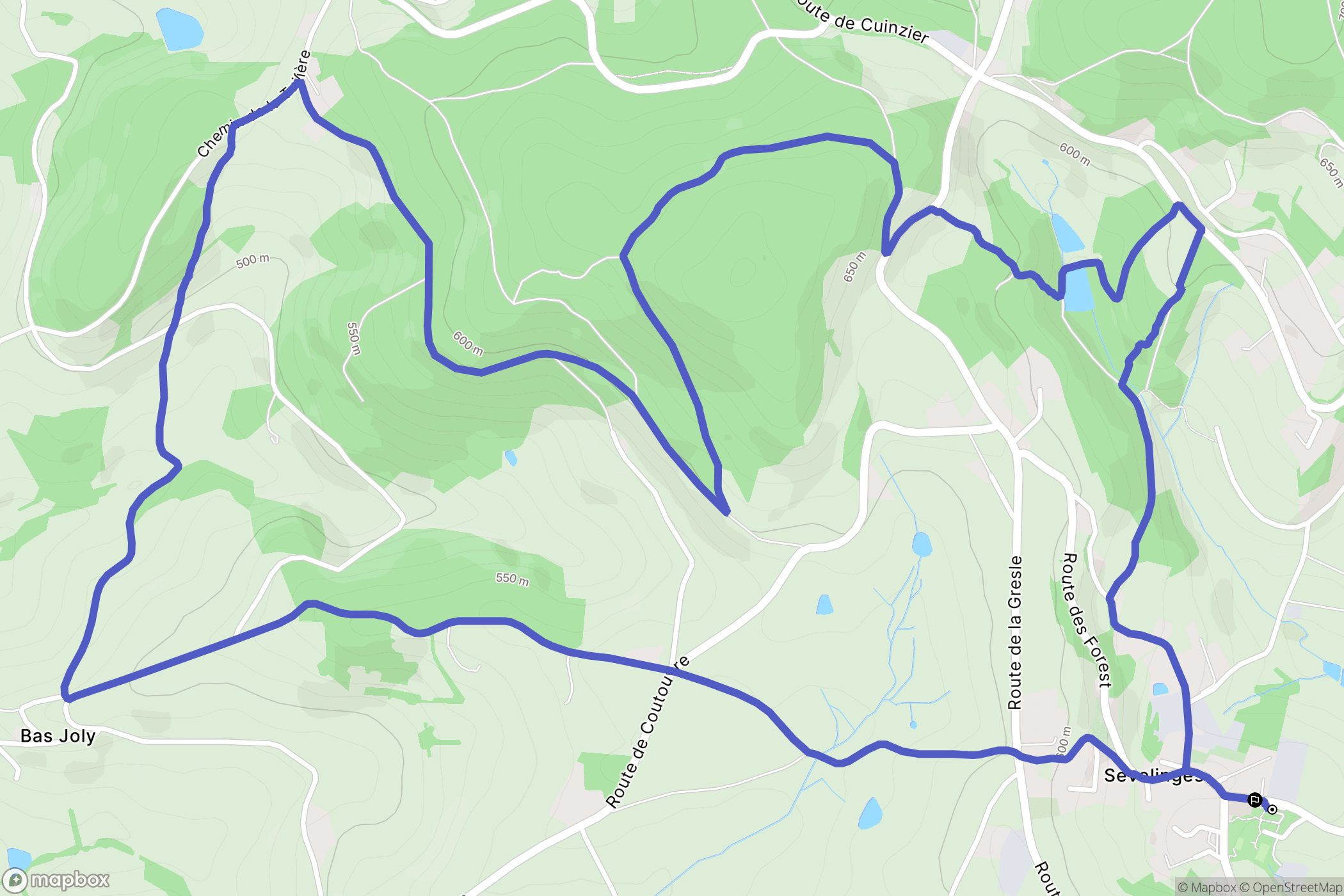 Sevelinges : carte du parcours de randonnée - France